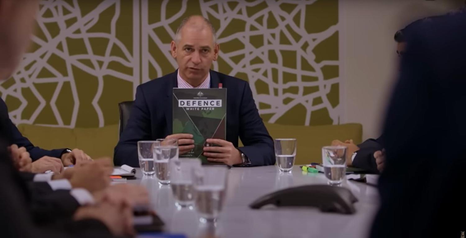 The clip from Australian TV satire “Utopia” is undeniably funny, but as a critique of Australian defence policy, it’s a bit superficial