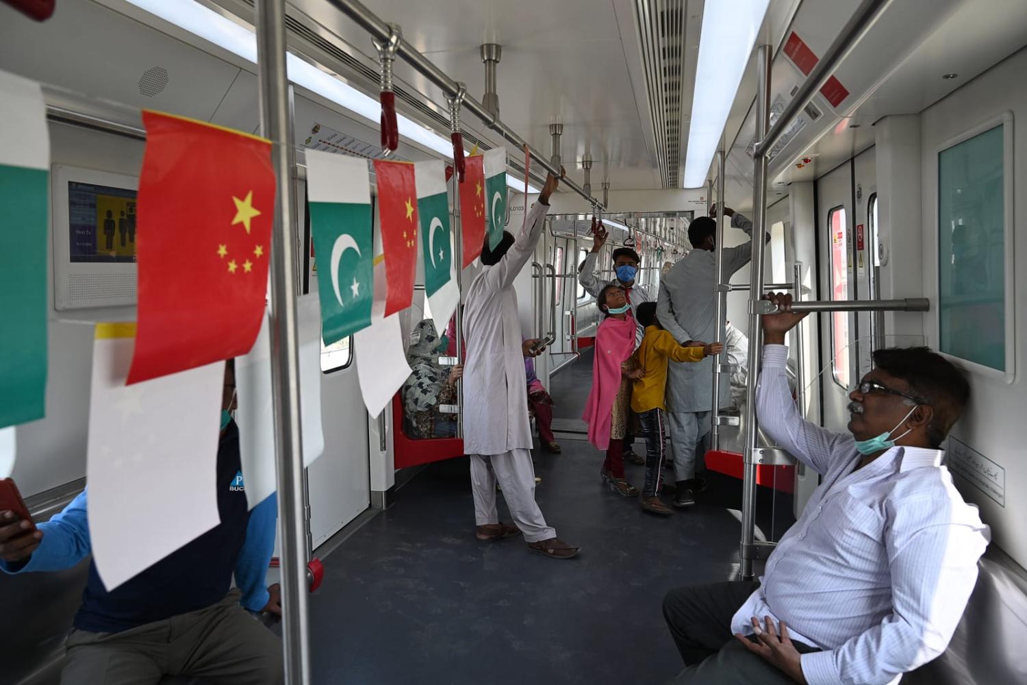 All aboard? Not quite. A Lahore metro project in 2020 built under the banner of the China-Pakistan Economic Corridor (Arif Ali/AFP via Getty Images)