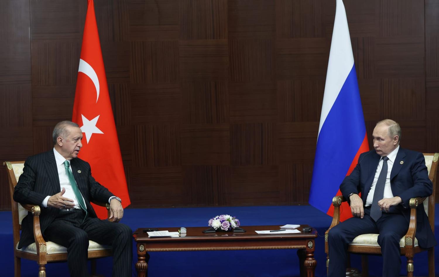 Erdoğan and Putin meeting in Astana, Kazakhstan in October last year (Murat Kula/Anadolu Agency via Getty Images)