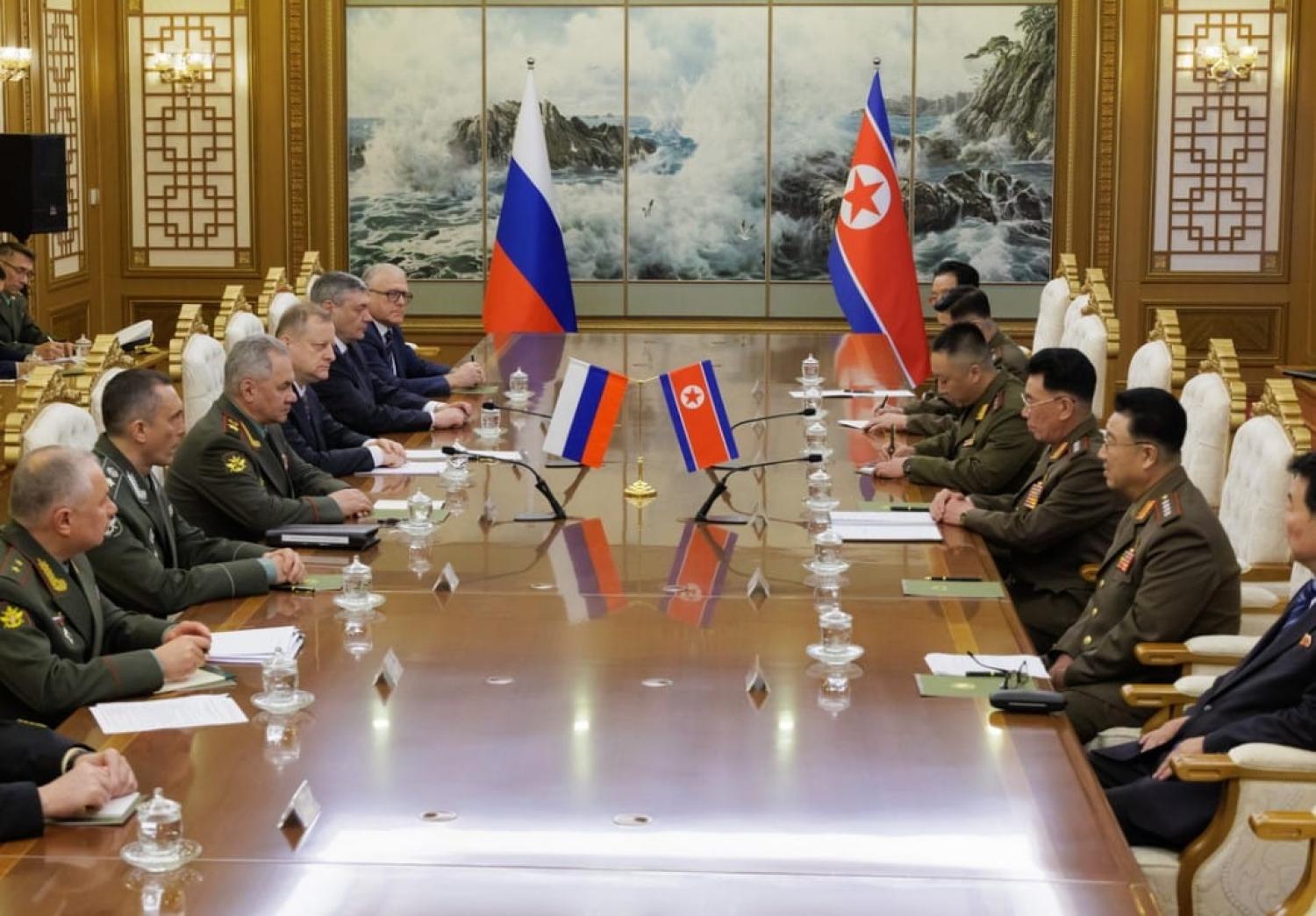 Russian Defence Minister Sergei Shoigu in talks with North Korea's Kang Sun-nam in late July (Russian Federation Ministry of Defence via Wikimedia Commons)