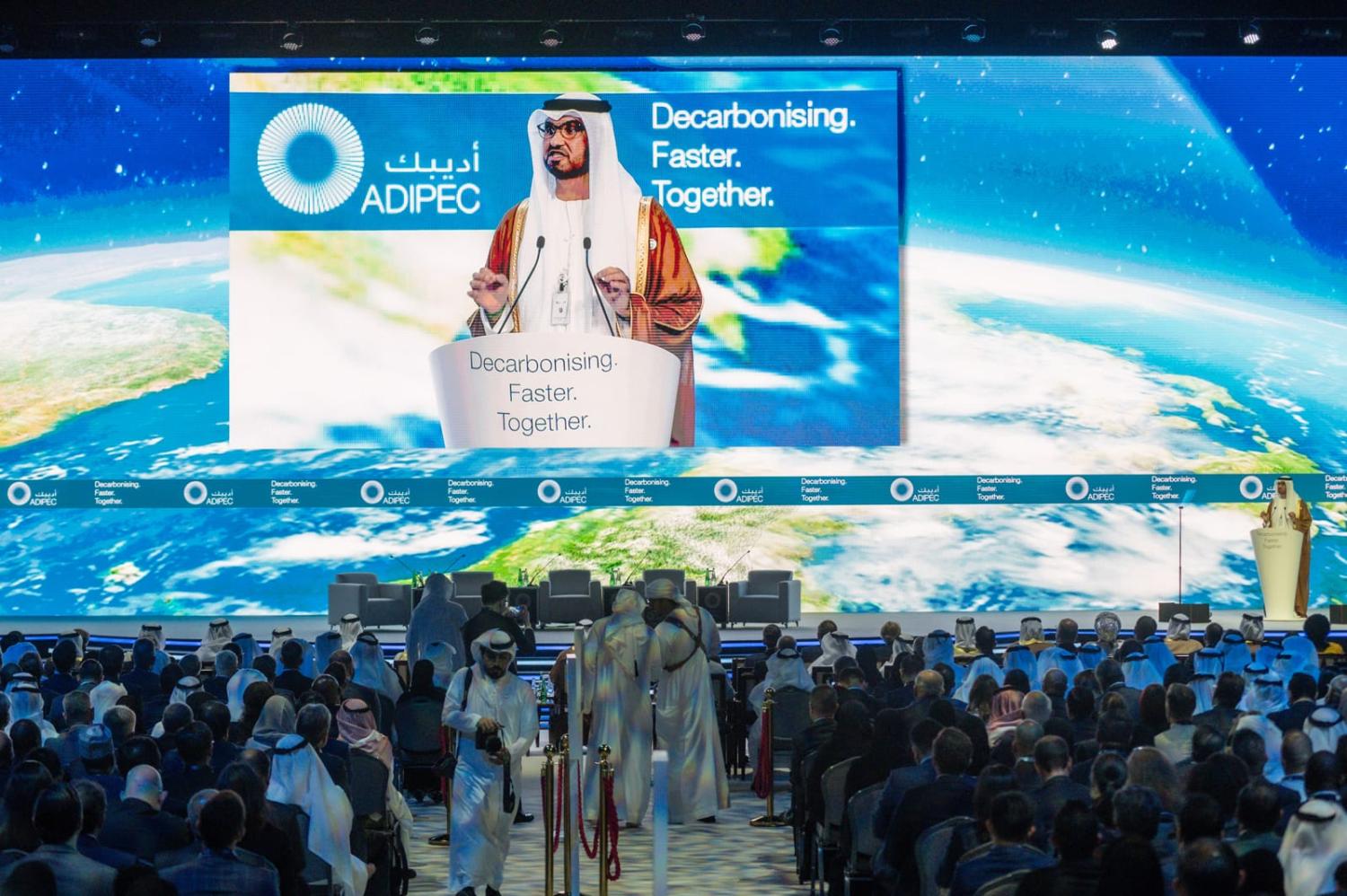 UAE Minister of Industry and Advanced Technology and COP28 President-Designate Sultan Al Jaber during the Abu Dhabi International Petroleum Exhibition and Conference this month (Waleed Zein/Anadolu Agency via Getty Images)