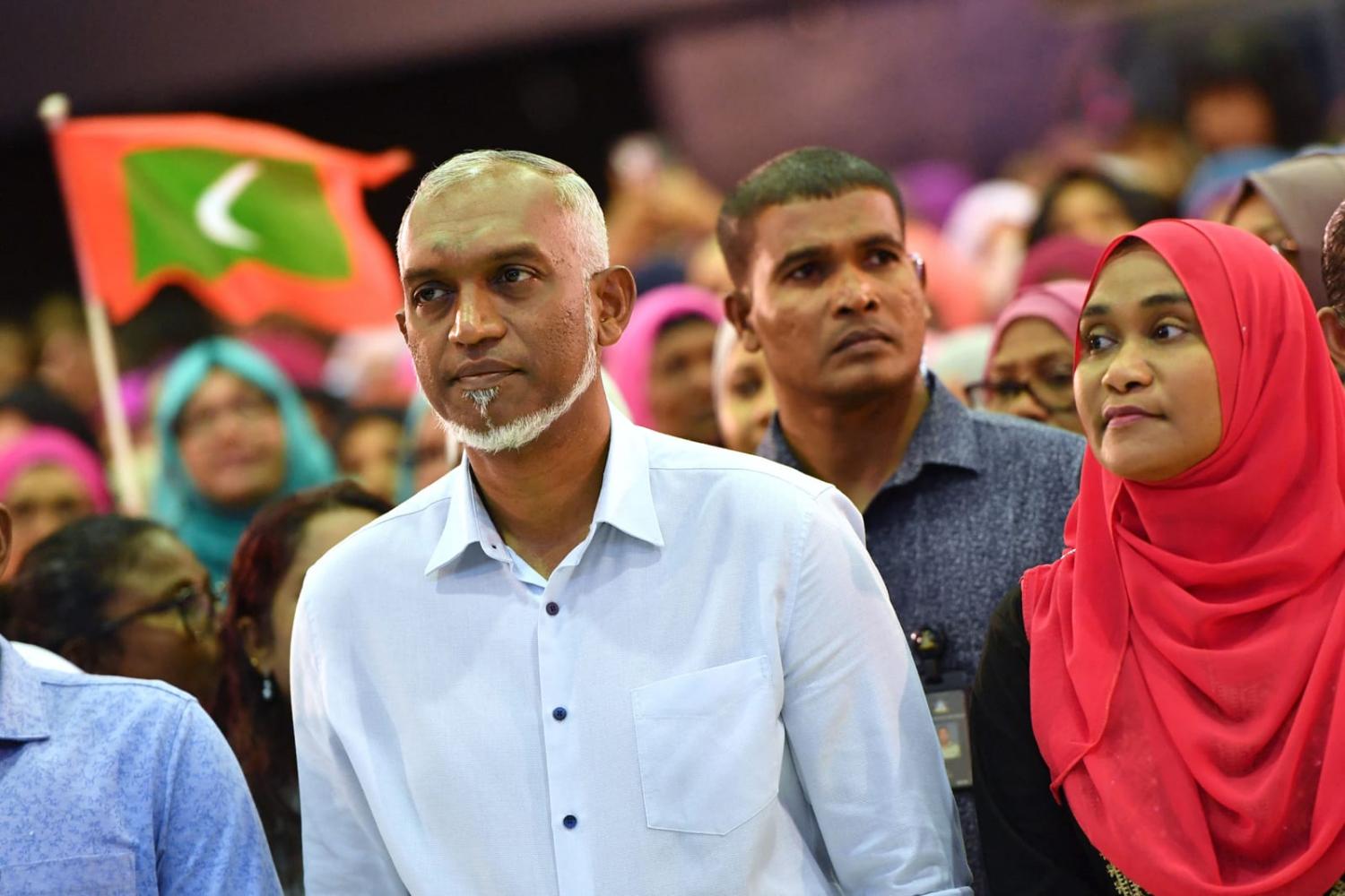 Maldives President-elect Mohamed Muizzu, left, of the People's National Congress (PNC) party, played the “India Out” card early in the campaign (Mohamed Afrah/AFP via Getty Images)