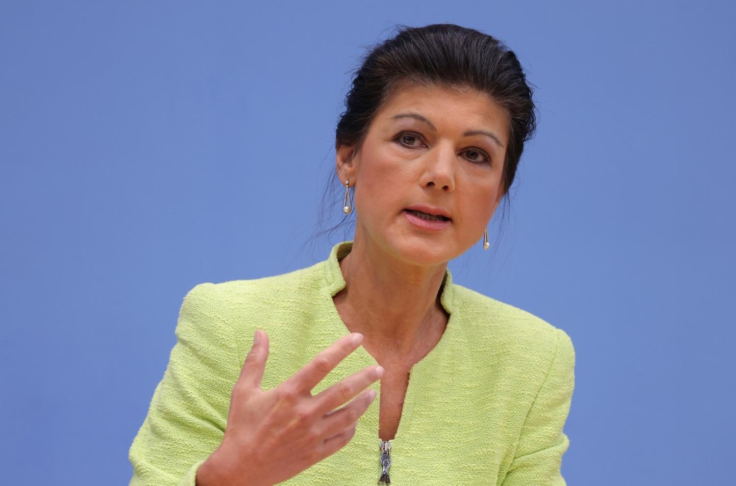 Sahra Wagenknecht presents her BSW ("Buendnis Sahra Wagenknecht") political alliance to the media on 23 October 2023 in Berlin, Germany (Sean Gallup/Getty Images)