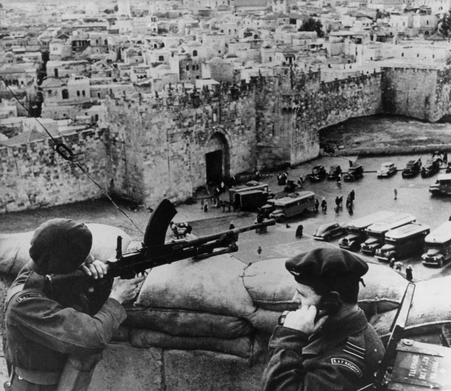 A British military post in Jerusalem in the late 1940s during the Mandate for Palestine (Getty Images)