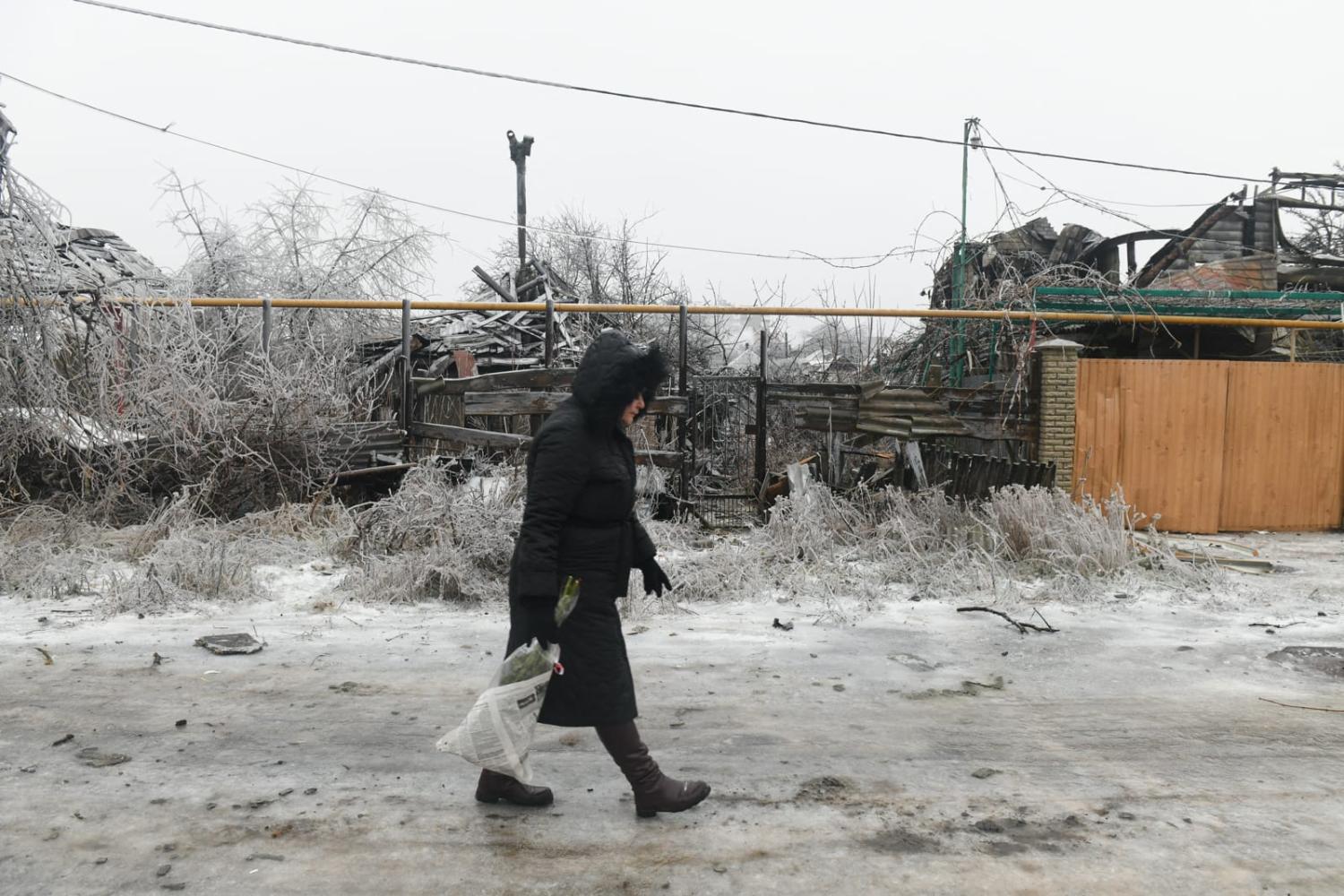 The aftermath of recent shelling in Yasynuvata (AFP via Getty Images)