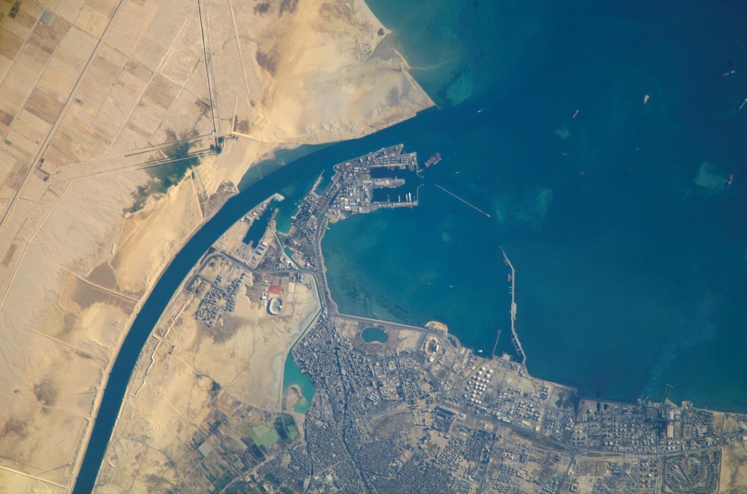 Satellite image of the Port of Suez, Egypt (NASA/Flickr)