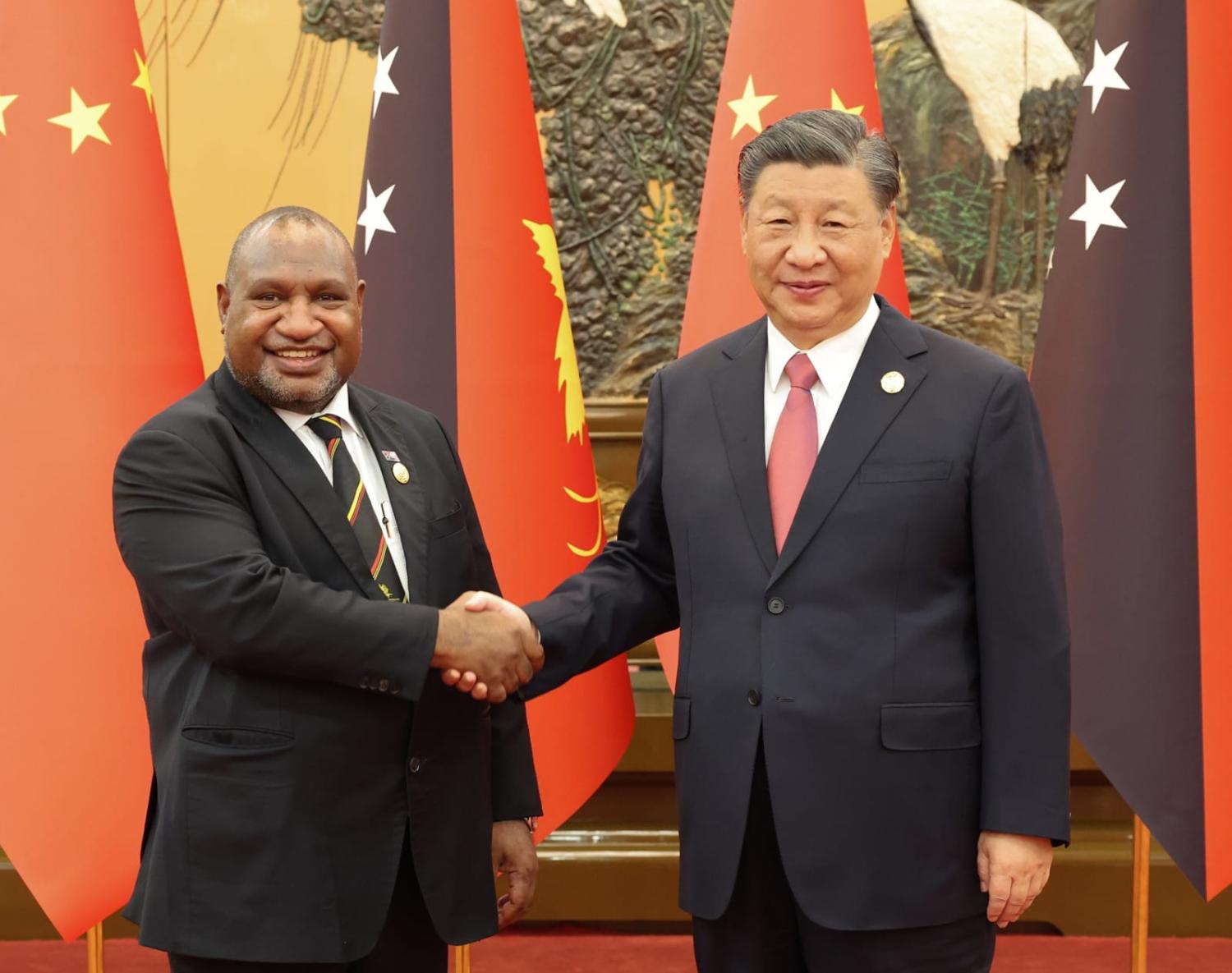 Papua New Guinea’s Prime Minister James Marape in Beijing for talks with China’s President Xi Jinping in October 2023 (Yao Dawei/Xinhua via Getty Images)