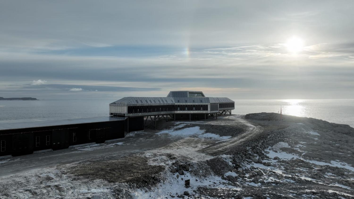 A drone photo taken on 6 February shows the view of China's Qinling Station in Antarctica (Zhu He/Xinhua via Getty Images)