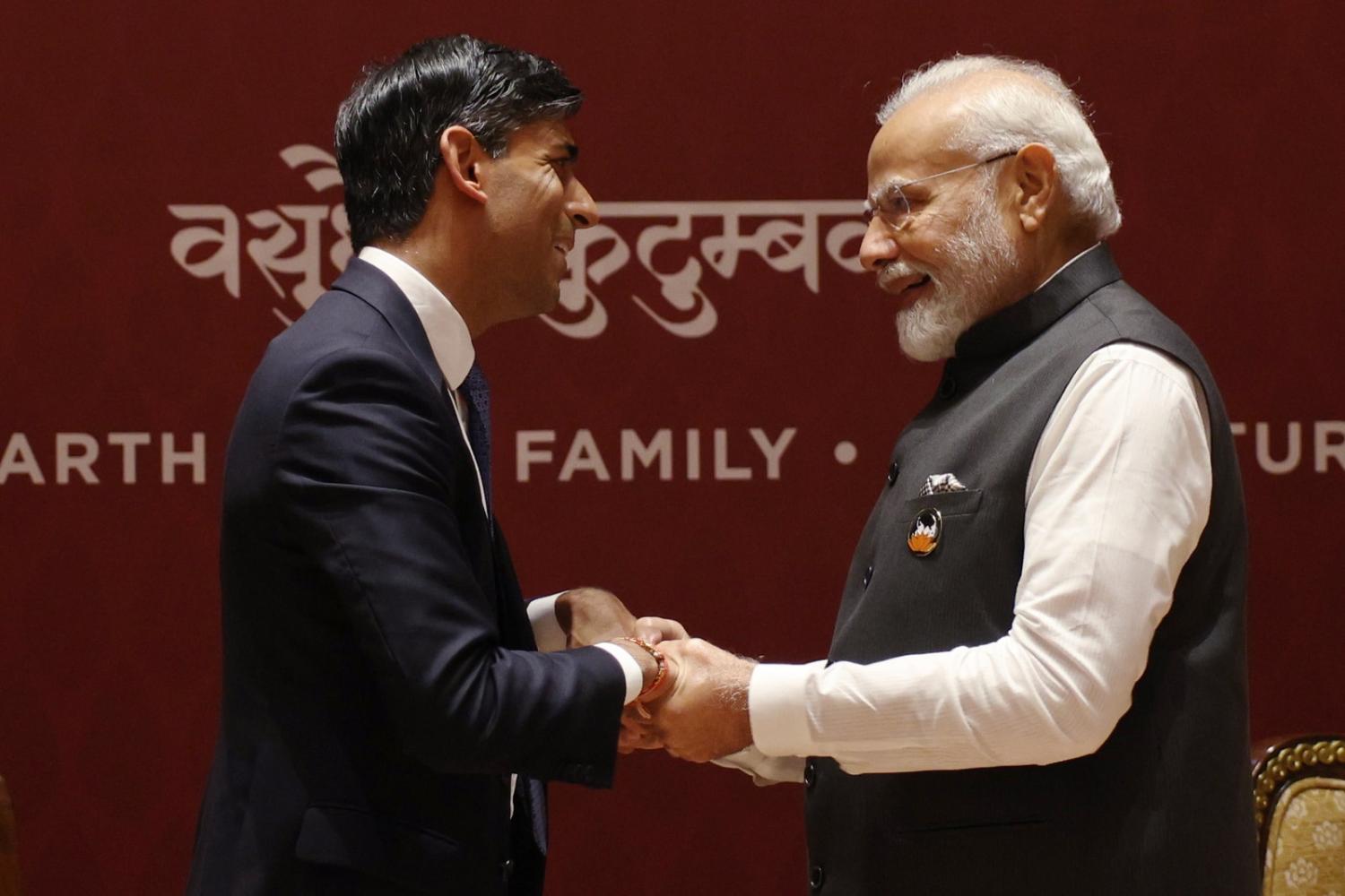 UK Prime Minister Rishi Sunak (L) and Indian Prime Minister Narendra Modi are keen to get the best deals for Indians in Britain (Dan Kitwood/Getty Images)