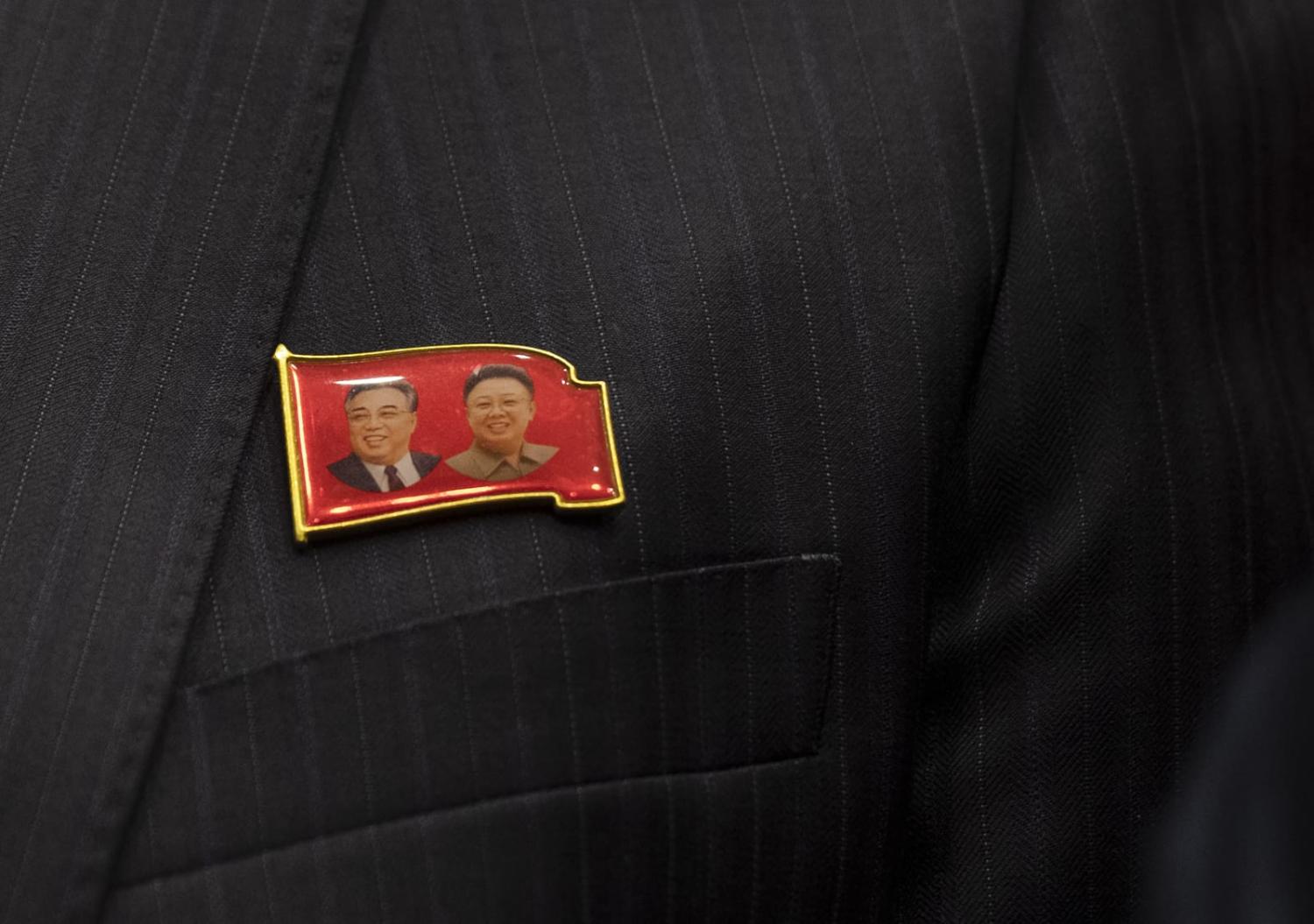 A lapel pin displayed by North Korea’s ambassador to Iran (Morteza Nikoubazl/NurPhoto via Getty Images)