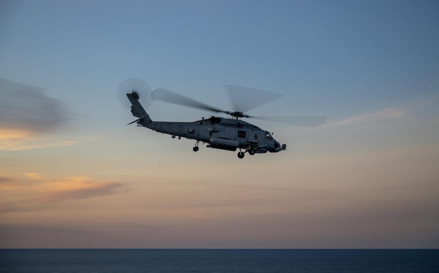 An MH-60R Seahawk helicopter of the type involved in an “unprofessional interaction” after a Chinese air force jet released flares nearby over the Yellow Sea (Rikki-Lea Phillips/Defence Department)