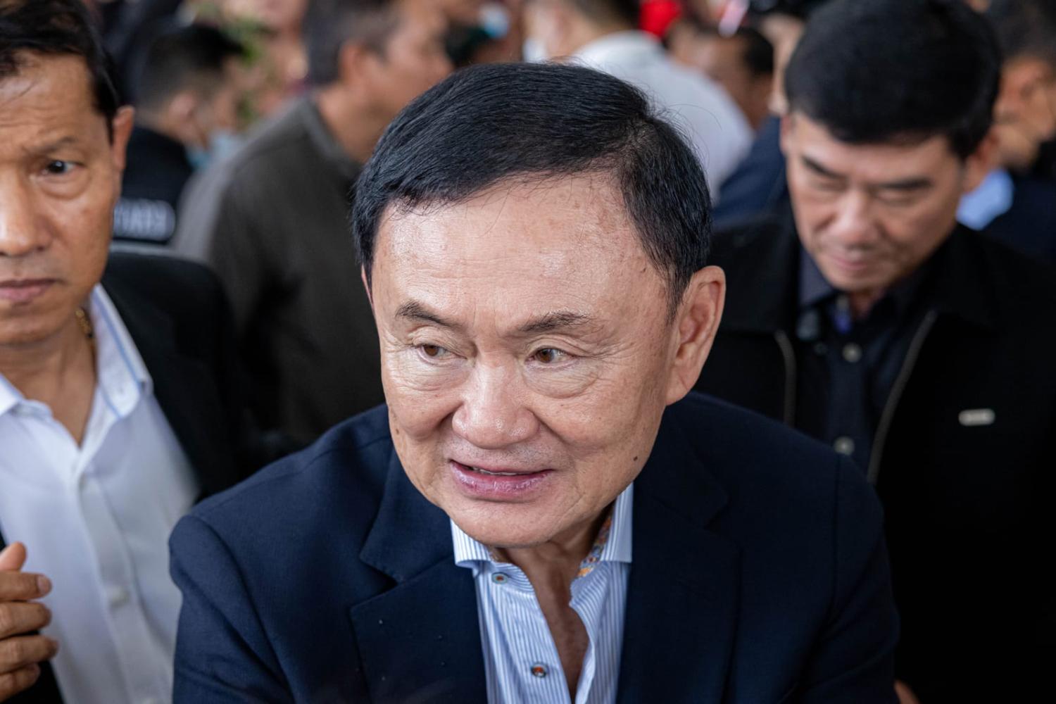 Thaksin Shinawatra, Thailand's former prime minister, at the Pheu Thai party headquarters in Bangkok, Thailand, in March (Andre Malerba/Bloomberg via Getty Images)