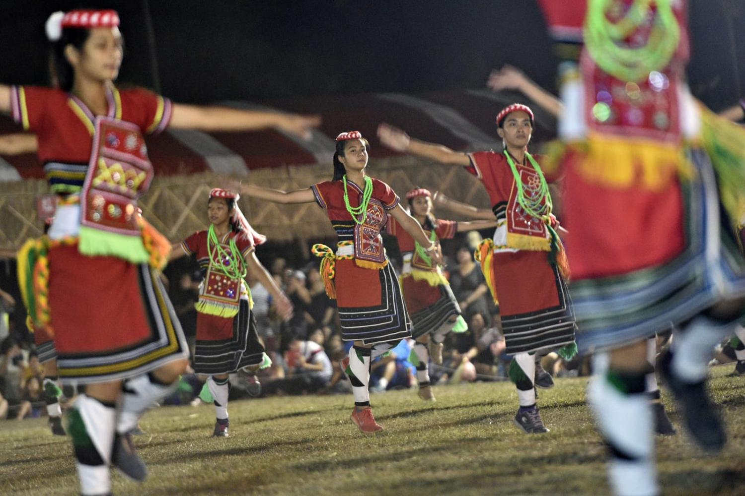 Members of the Amis Indigenous group dancing during the traditional harvest festival in Hualien, eastern Taiwan (Sam Yeh/AFP via Getty Images)