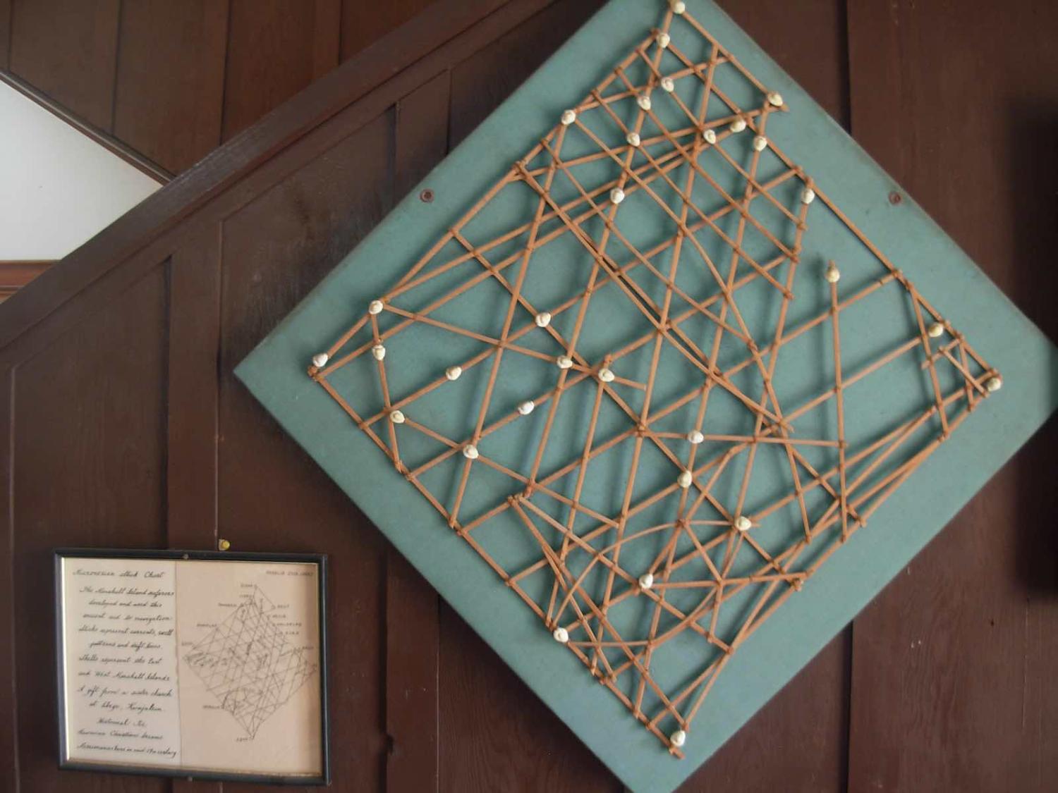 A Micronesian stick chart from Marshall Islands, which ancient seafarers developed and used to aid navigation. Sticks represent currents, swell patterns and drift lines, while shells represent the islands (brewbooks/Flickr)