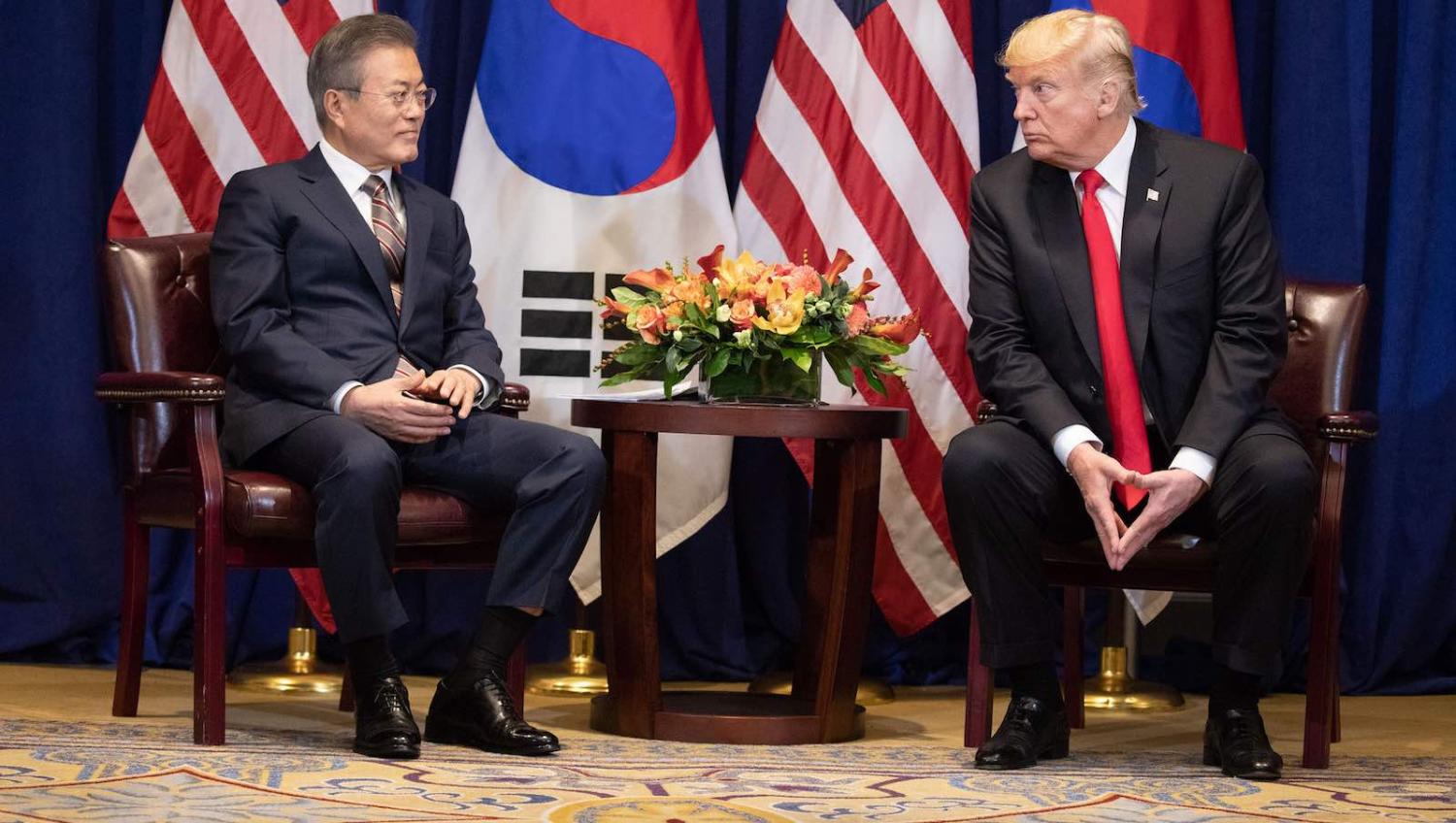 US President Donald Trump and South Korea’s Moon Jae-in on 24 September 2018 in New York (Photo: Shealah Craighead/White House)