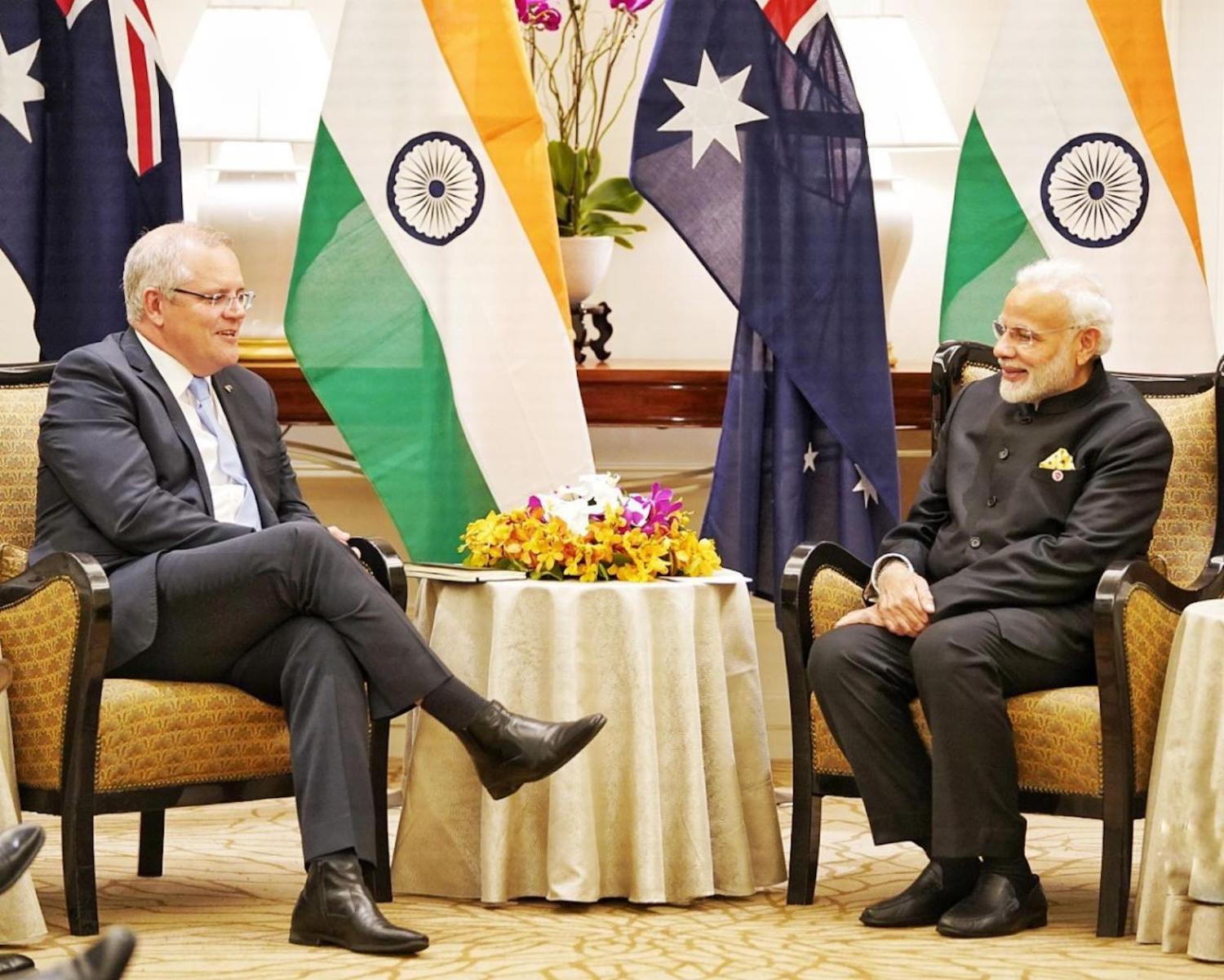 Prime Minister Scott Morrison and India’s Prime Minister Narendra Modi (Photo: MEAphotogallery/Flickr)