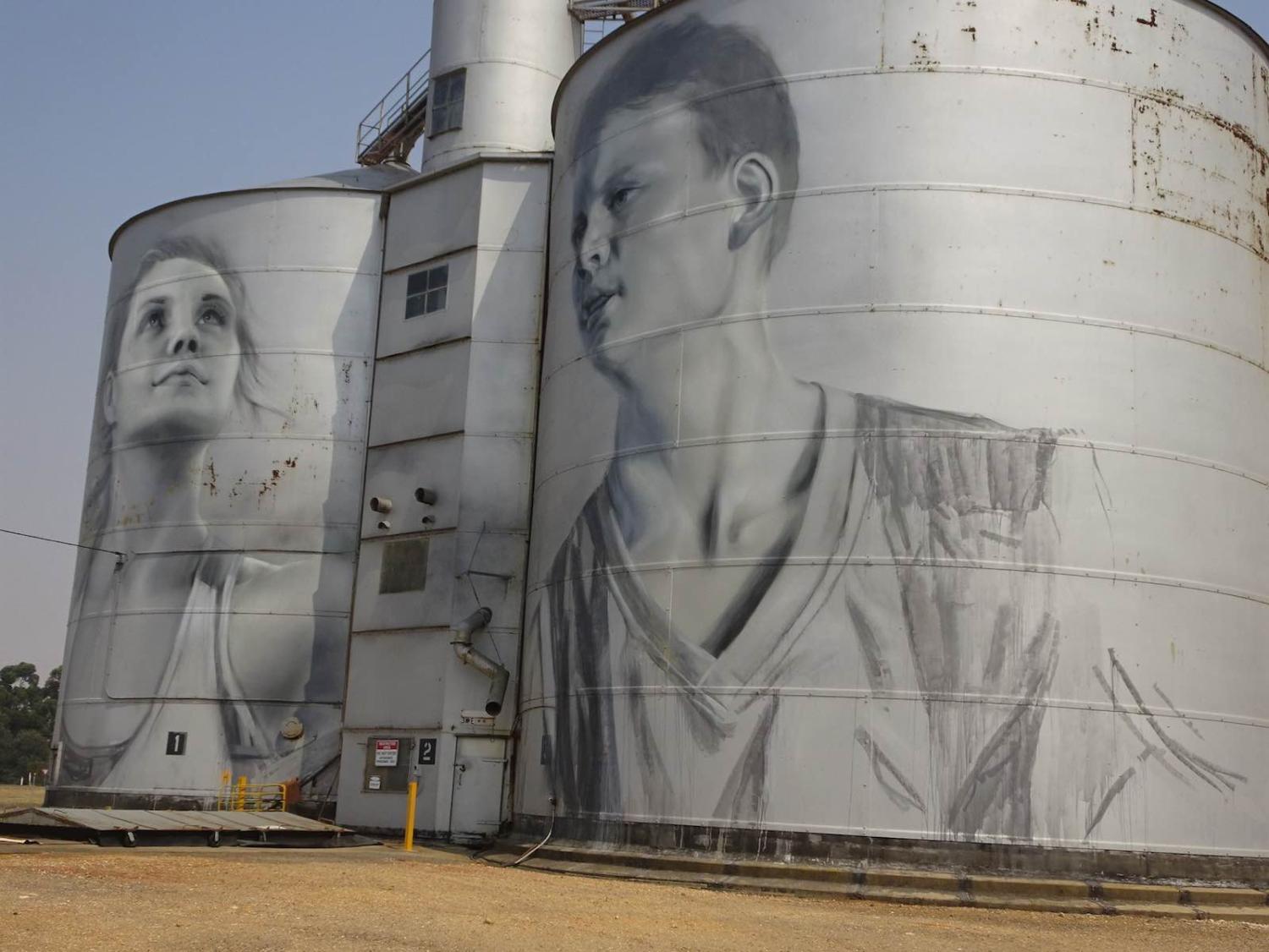 Painted grain silos in the Victorian town of Rupanyup, part of the Wimmera Silo Art Trail (denisbin/Flickr)
