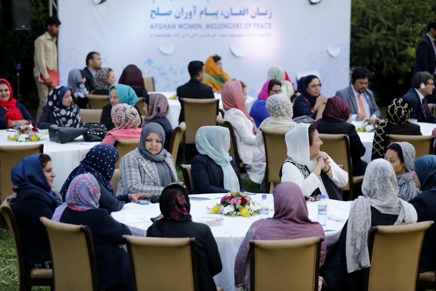 An “Afghan Women: Messengers of Peace” forum in 2017 hosted in Kabul by Afghanistan’s First Lady Rula Ghani (Photo: United Nations)
