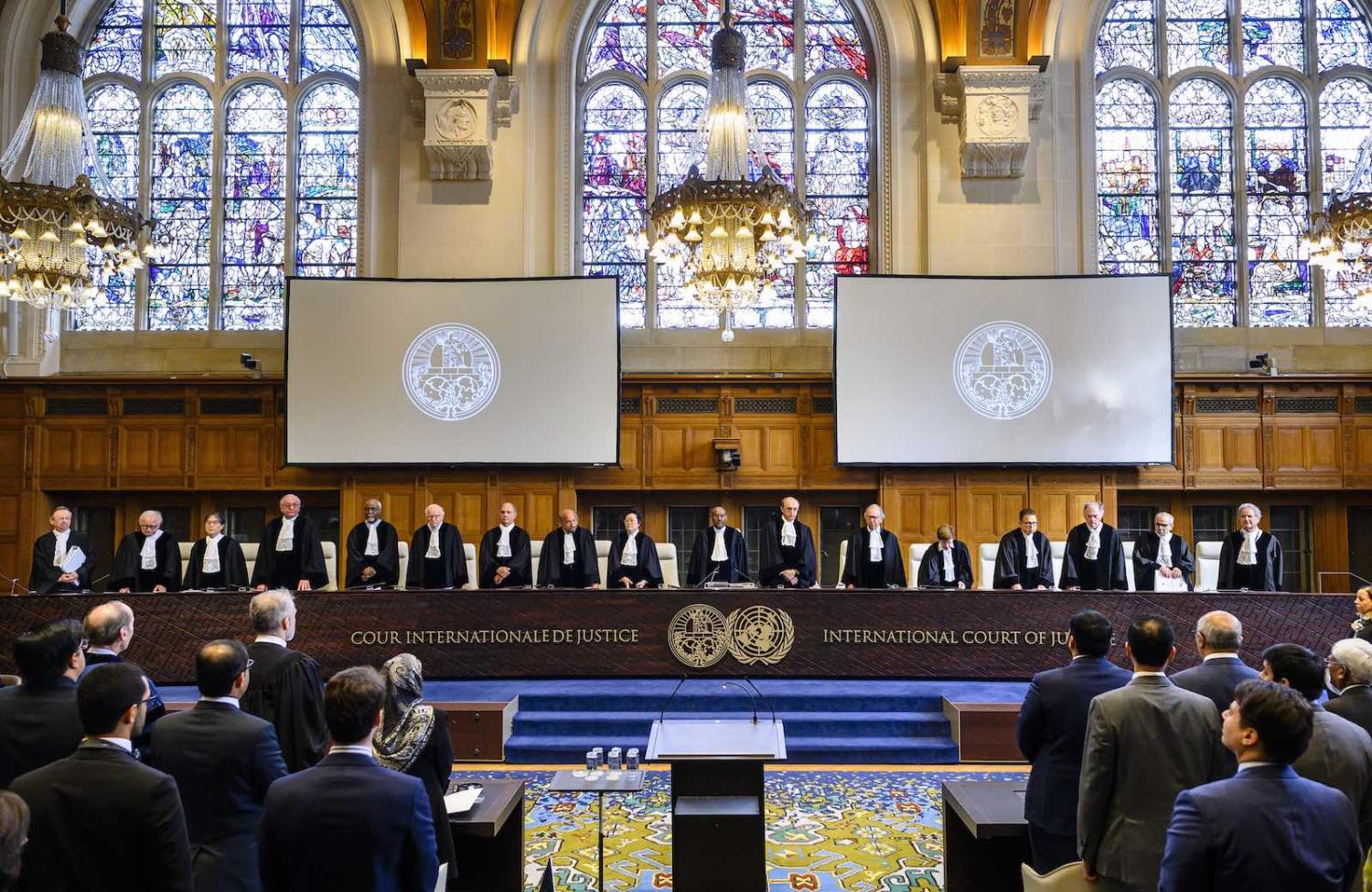 The International Court of Justice at The Hague during proceedings in May involving Qatar versus United Arab Emirates (Photo: Frank van Beek/United Nations)