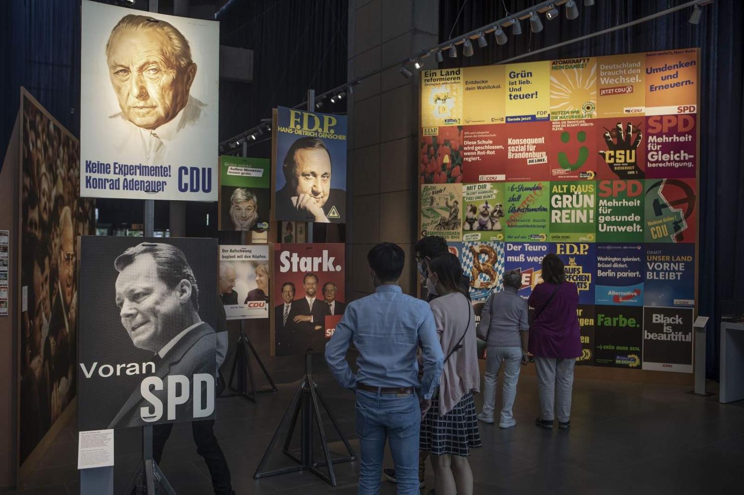 Historic election posters at the “Choose me!” exhibition in Bonn, July 2021 (Ulrich Baumgarten via Getty Image)