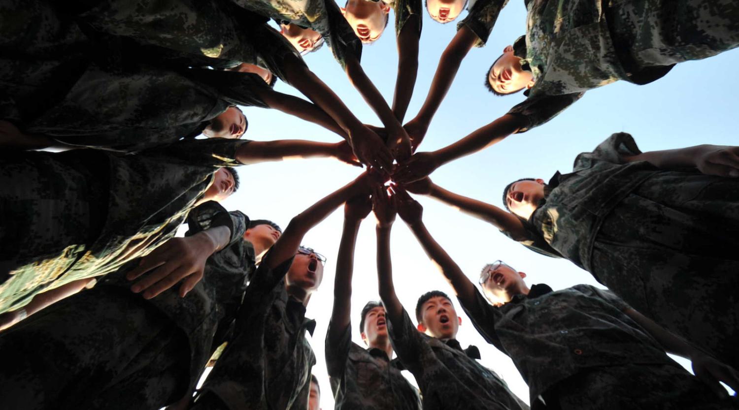 High school students cheer at a military camp in Shanxi Province, China (Photo: VCG via Getty)