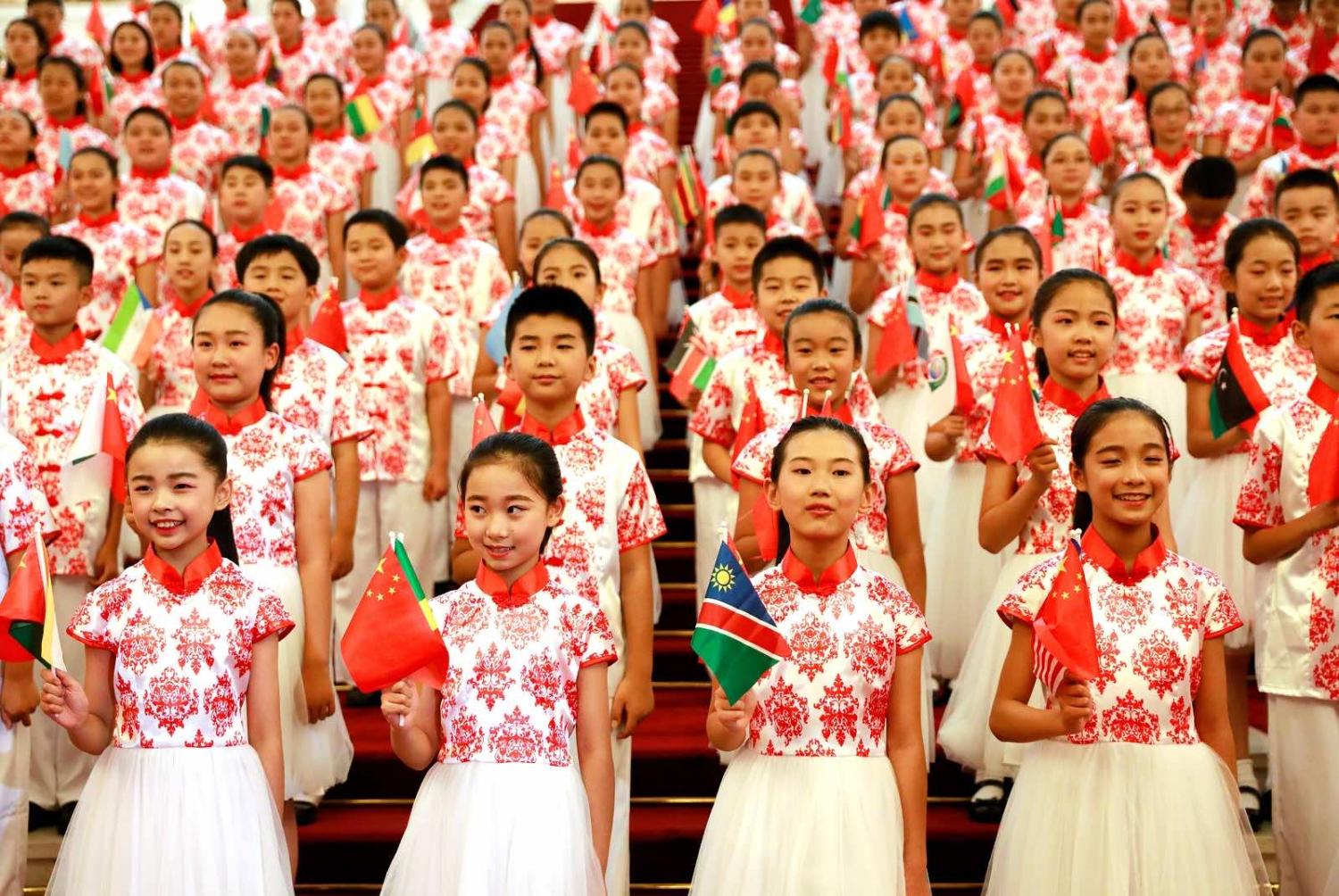 Children rehearse for the Forum on China-Africa Cooperation, Beijing, September 2018 (How Hwee Young/AFP via Getty Images)