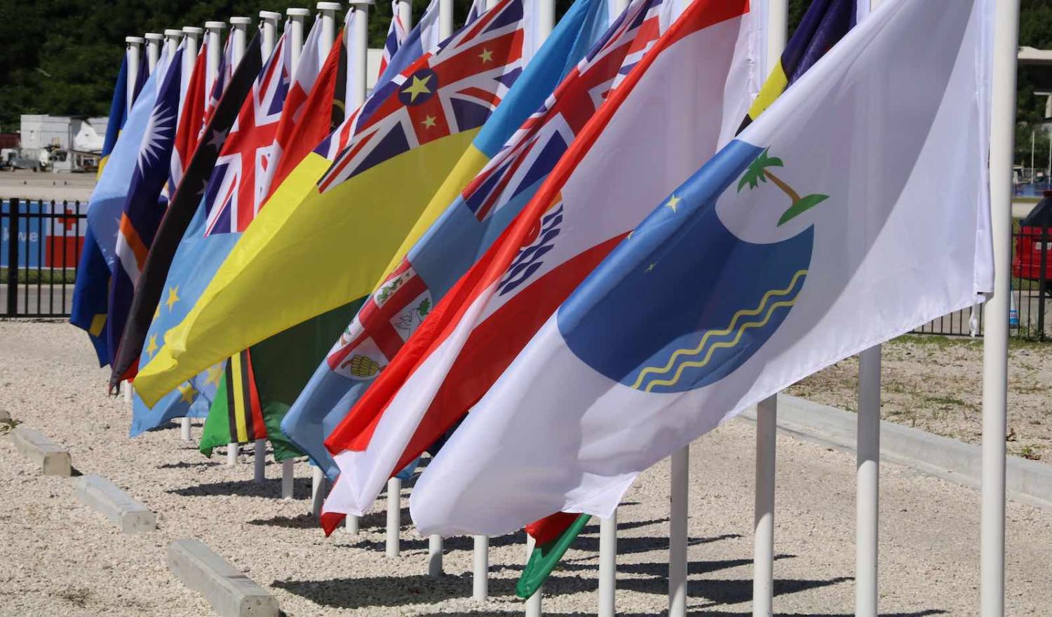 Flags at the Pacific Island Forum at Nauru (Photo: Mike Leyral via Getty)