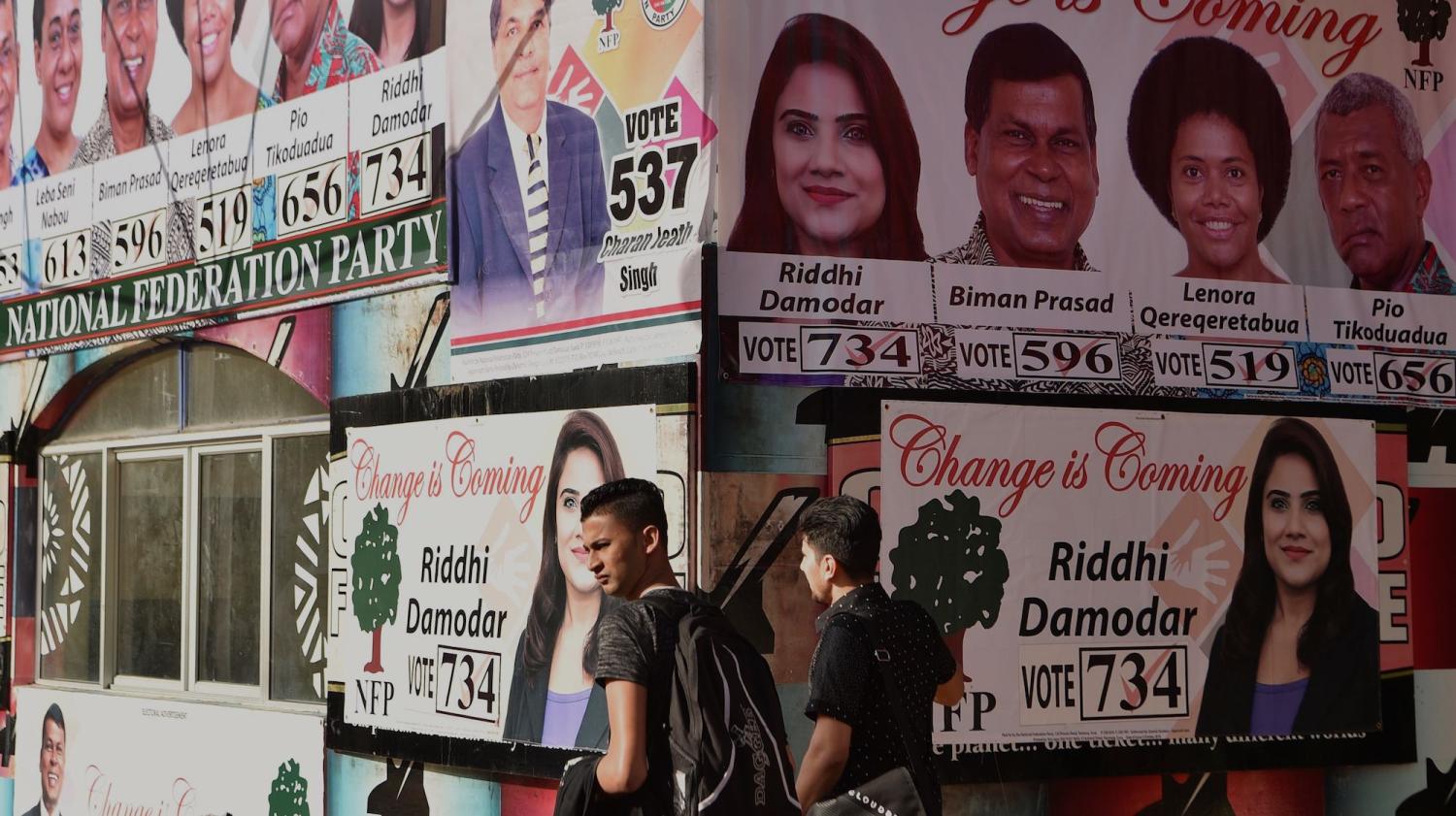 Election posters in the Fijian capital of Suva (Photo: Peter Parks via Getty)