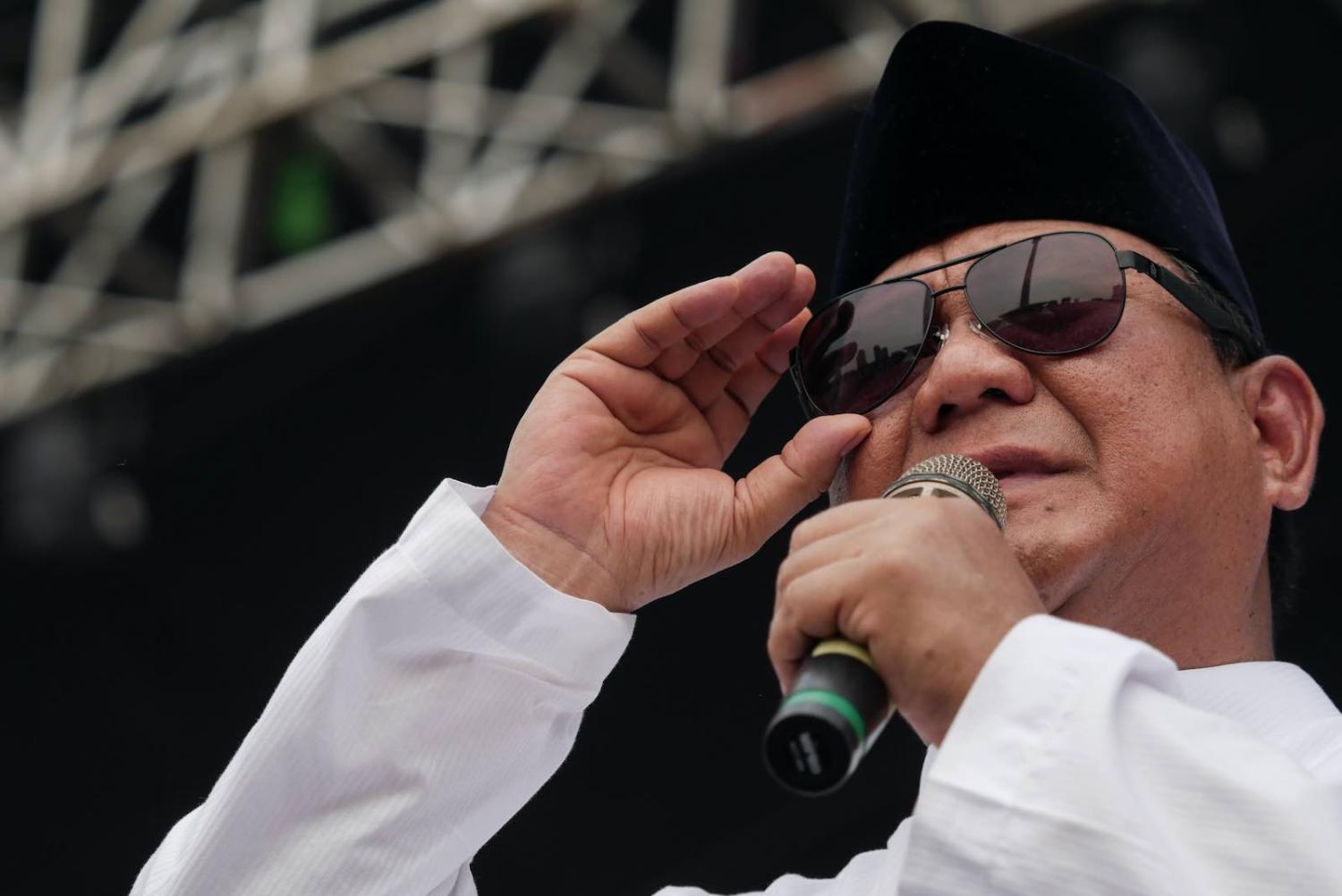 Indonesia’s Defence Minister Prabowo Subianto on the campaign trail (Anton Raharjo/NurPhoto via Getty Images)