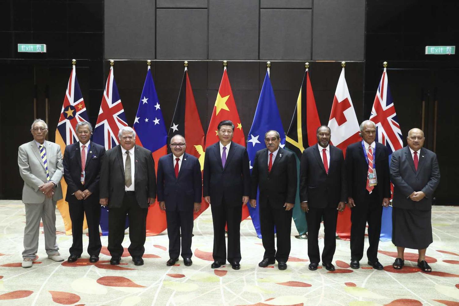Chinese President Xi Jinping (centre) with Pacific Island leaders at the APEC Summit in Port Moresby, Papua New Guinea, November 2018. (Photo: Sheng Jiapeng/China News Service via Getty Images)