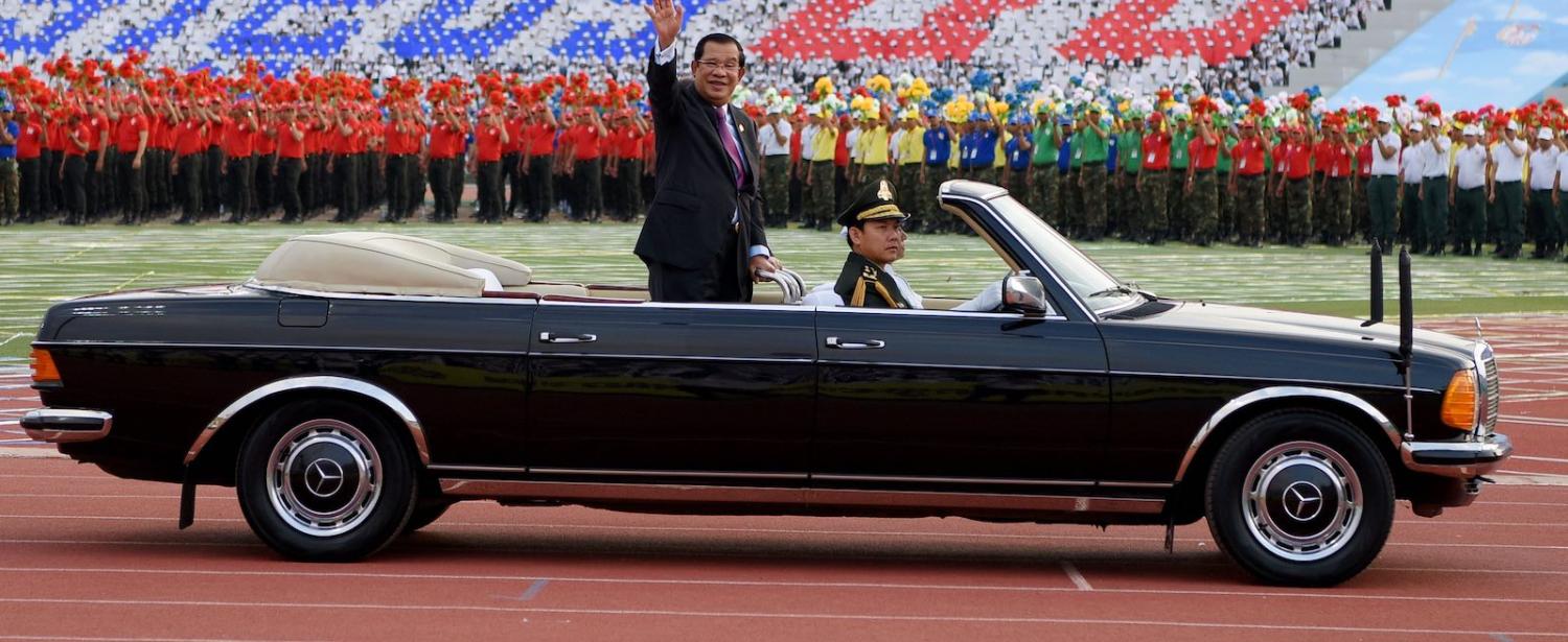 Cambodia’s Hun Sen at a 7 January ceremony to mark the 40th anniversary of the fall of the Khmer Rouge regime (Photo: Tang Chhin Sothy via Getty)