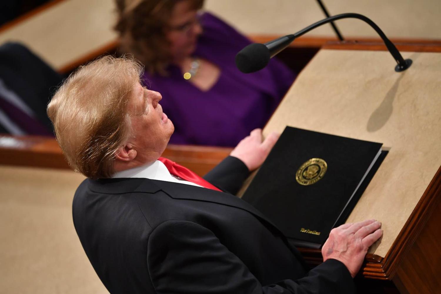 US President Donald Trump delivers the State of the Union address at the US Capitol in Washington DC (Photo by Mandel Ngan/AFP/Getty Images)