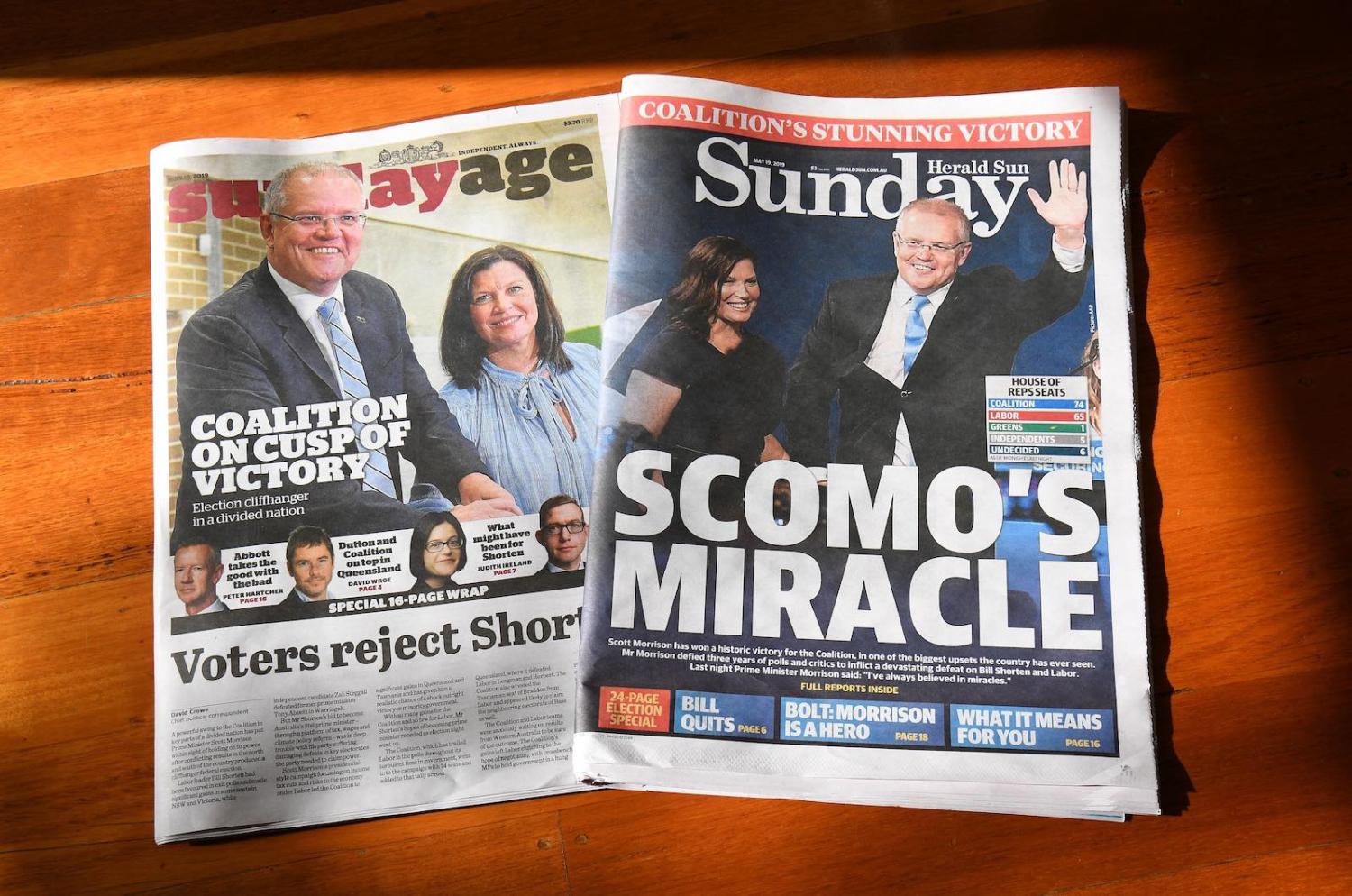 Pundits and headline writers have painted this as a miracle for the Coalition but that framing is based on the fact expectations for Labor went unmet (Photo: William West via Getty)