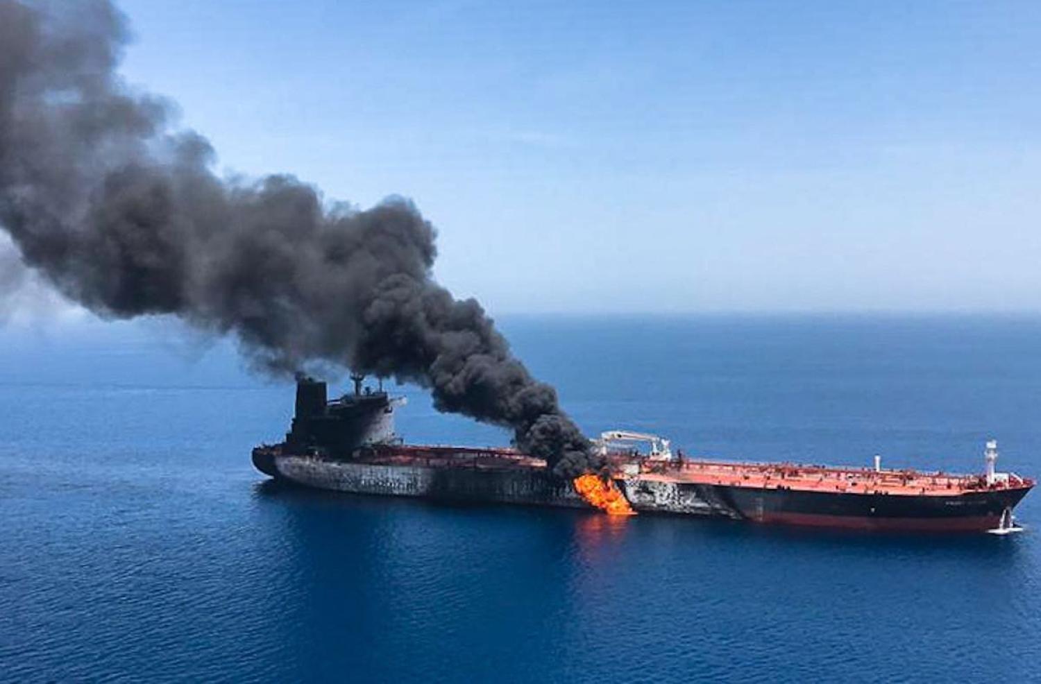 A photo obtained by AFP from Iranian News Agency ISNA reportedly shows Norwegian owned Front Altair tanker said to have been attacked in the Gulf of Oman (Photo: Getty Images)