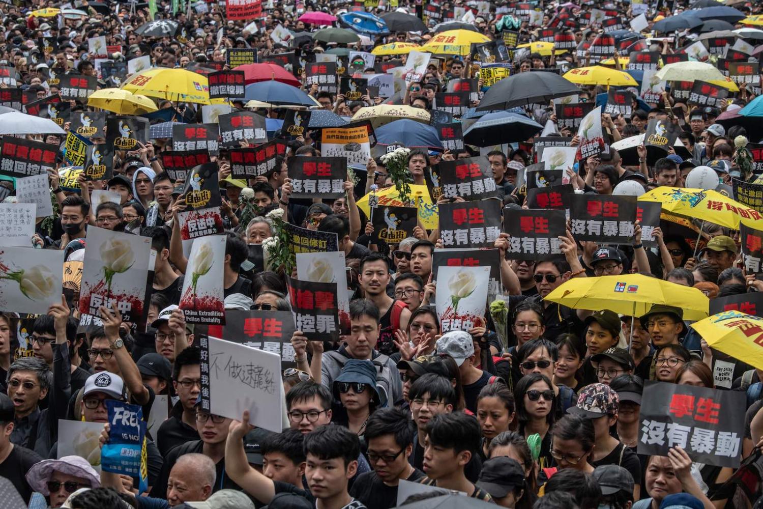 Protests continued on Sunday despite an announcement by Hong Kong’s Chief Executive Carrie Lam the controversial extradition bill will be suspended indefinitely (Photo: Carl Court/Getty)