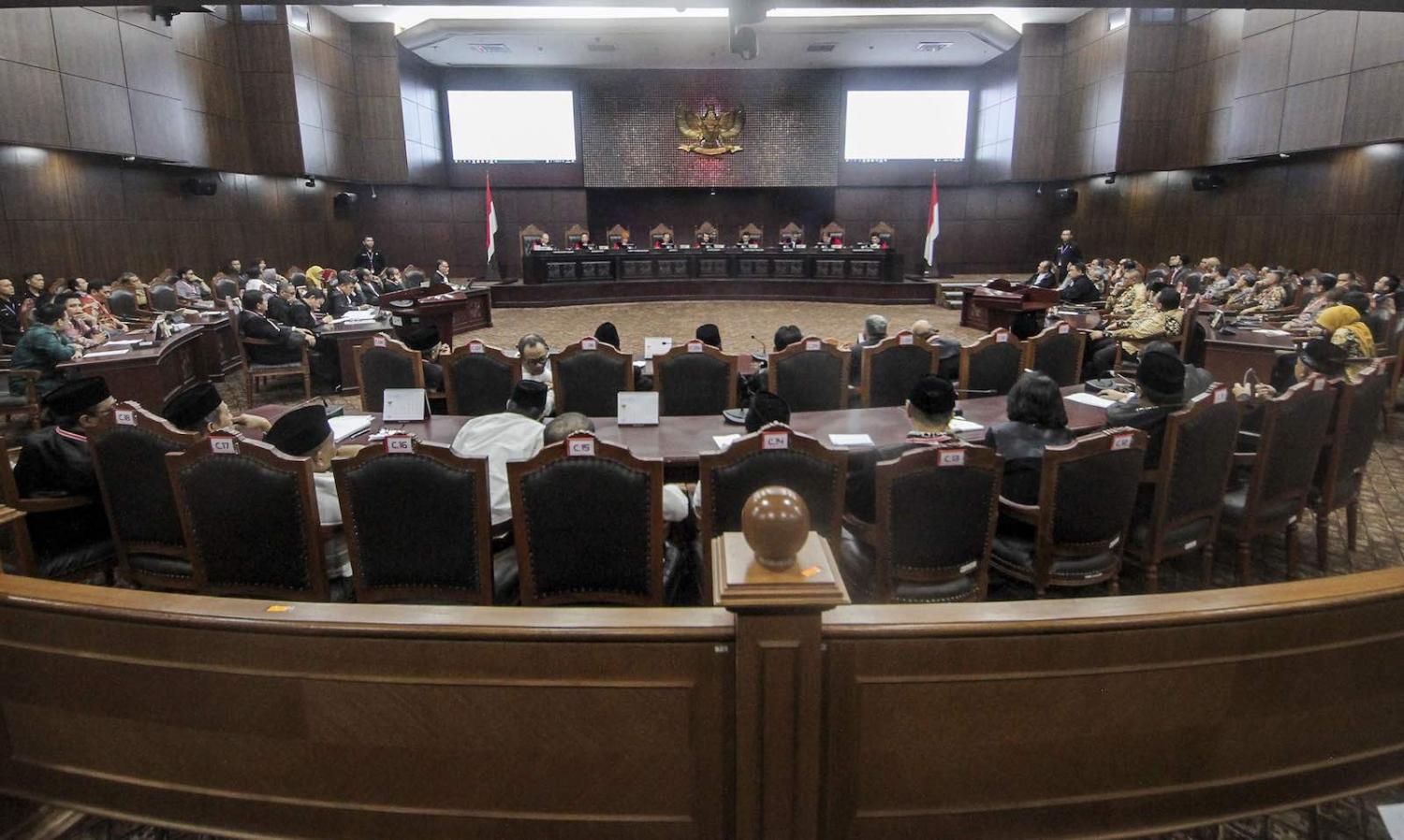Hearings on 2019 Presidential election dispute last year in the Constitutional Court in Jakarta, Indonesia (Eko Siswono Toyudho via Getty Images)