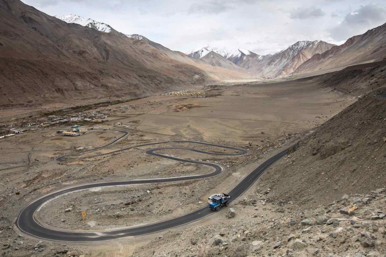 Pangong Lake road in Ladakh in northern India, near one of the disputed sites (Xavier Galiana/AFP via Getty Images)