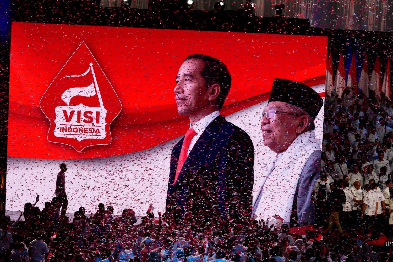 Preparations earlier this month for Jokowi to deliver a presidential vision and mission following his recent election victory (Photo: Anton Raharjo via Getty)