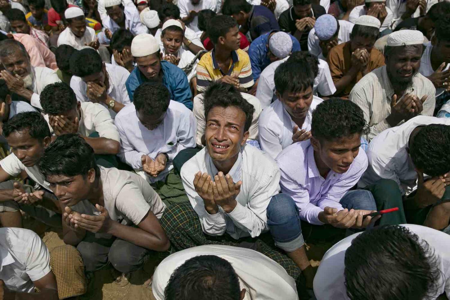 Refugees at a ceremony on the second anniversary of the Rohingya crisis, Cox’s Bazar, Bangladesh, 25 August 2019 (Photo: Allison Joyce/Getty Images)