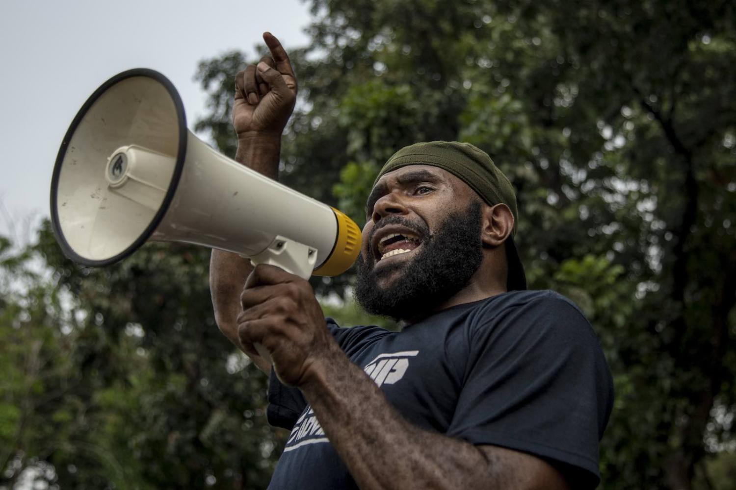 Protest calling for an end to discrimination against the people of Papua, August 2019 in Jakarta (Photo: Mas Agung Wilis/NurPhoto via Getty Images)