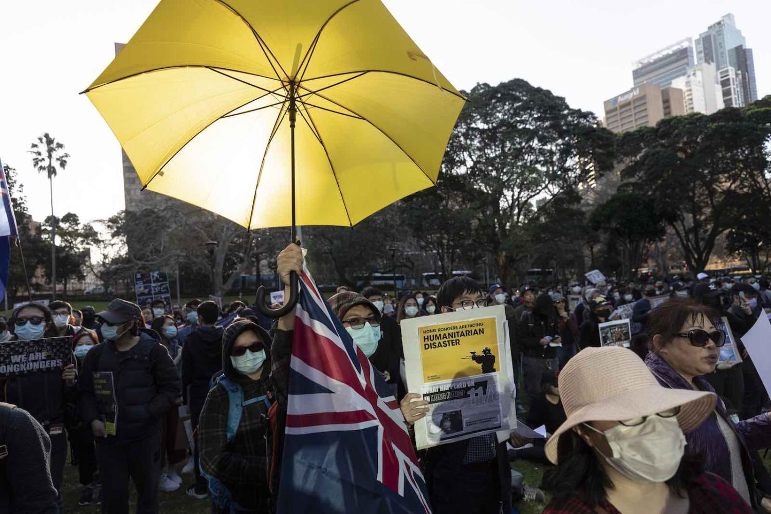 Demonstration in Sydney in support of Hong Kong democracy movement, 18 August 2019 (Photo: Brook Mitchell/Getty Images)