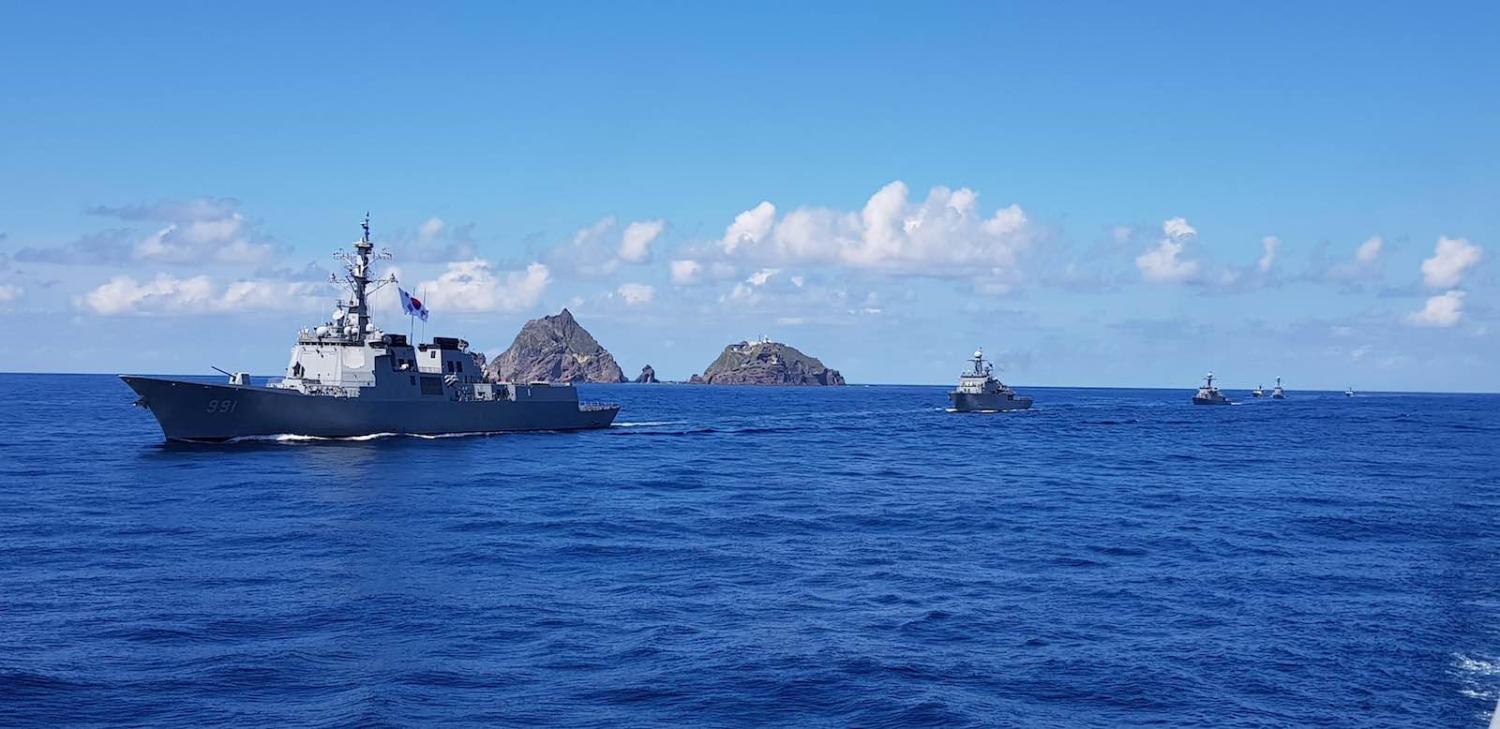 South Korean navy drills in August near the islets called Dokdo in Korean and Takeshima in Japanese (South Korea Navy via Getty Images)