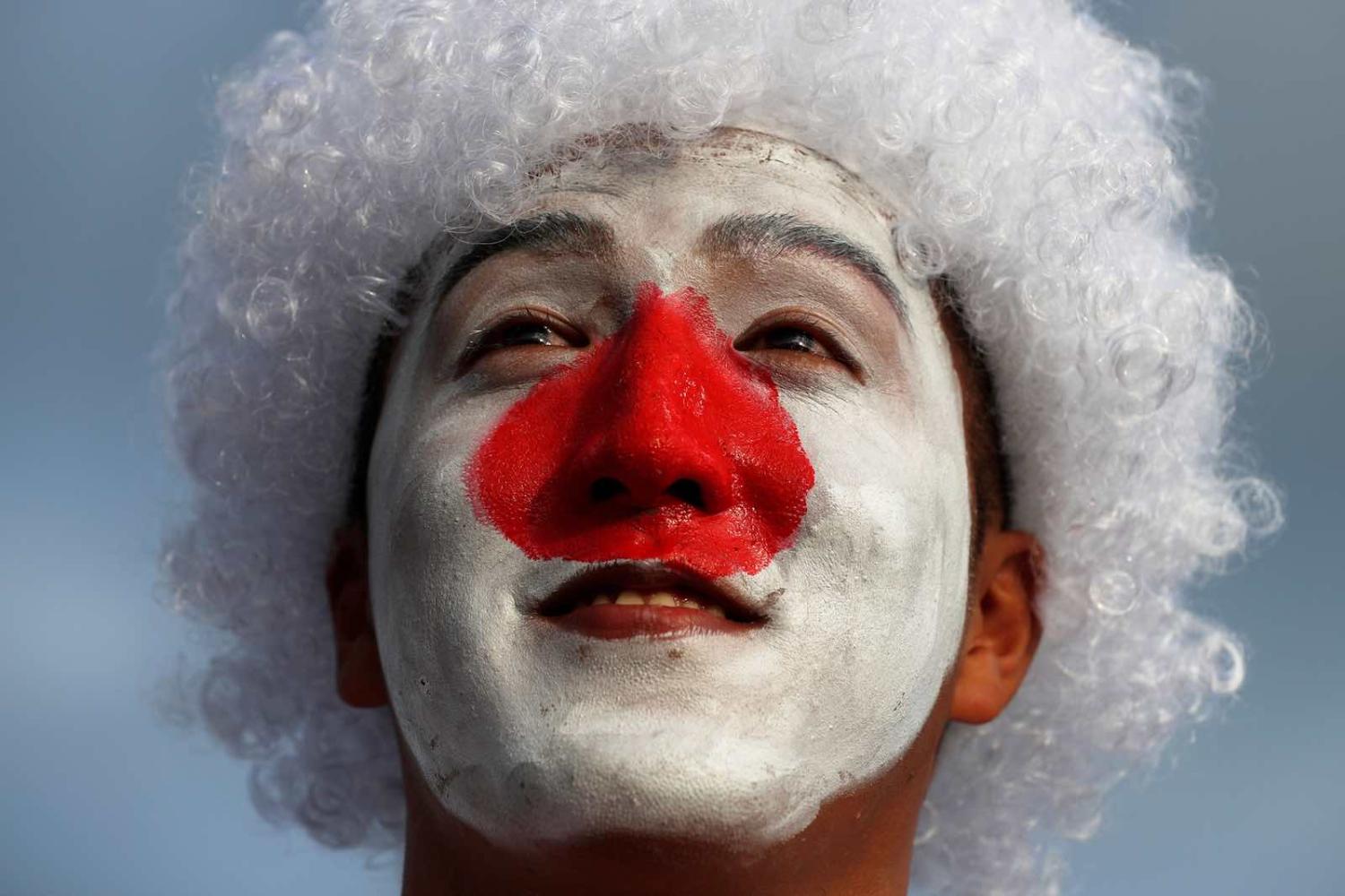 A Japan rugby fan outside the Shizuoka Stadium Ecopa in Shizuoka prefecture, 4 October 2019 (Photo: Adrian Dennis/AFP/Getty Images)