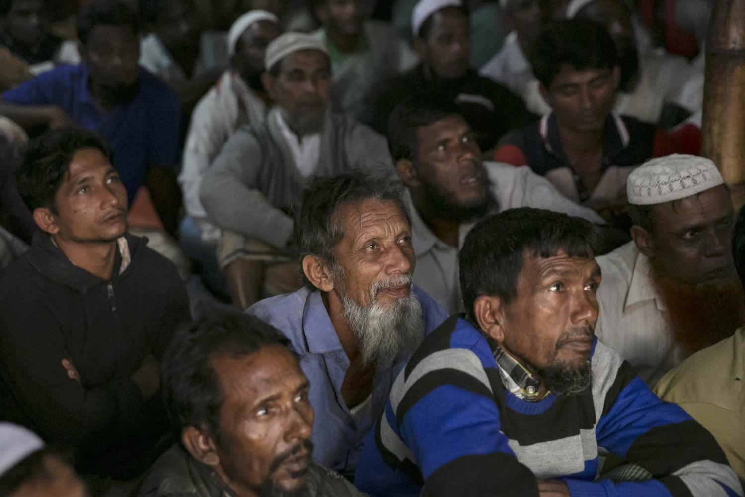 Watching the ICJ announcement at a restaurant in a Rohingya refugee camp on 23 January in Cox's Bazar, Bangladesh (Photo: Allison Joyce/Getty Images)