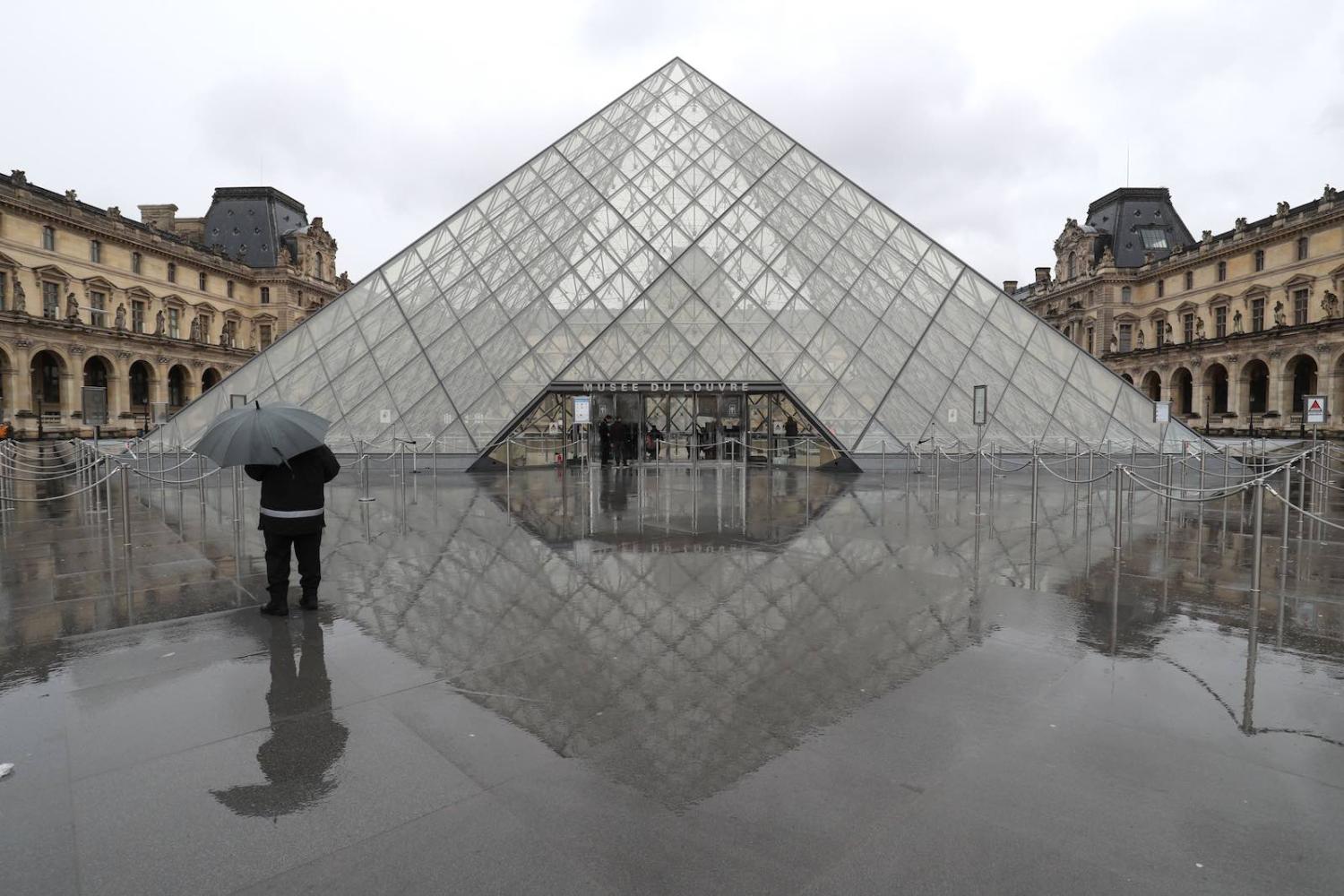The deserted courtyard outside the Louvre Pyramid, 2 March (Ludovic Marin/AFP/Getty Images)