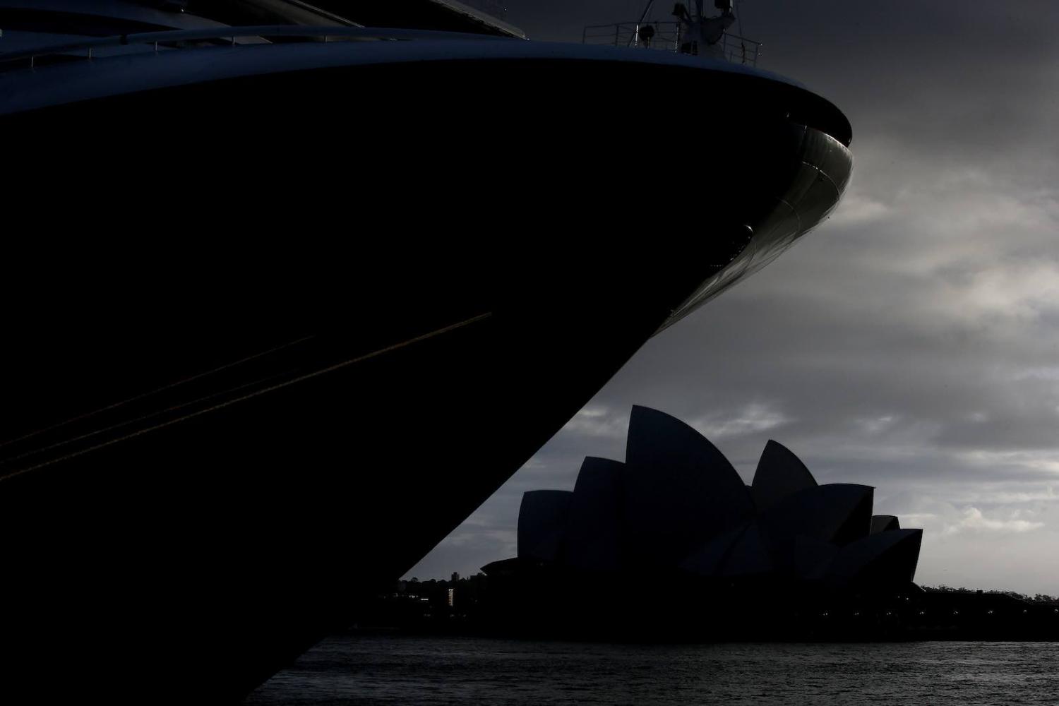 A cruise ship docks in Sydney at the weekend. Australia is one 72 countries to so far impose coronavirus travel restrictions (Photo: Lisa Maree Williams/Getty Images)