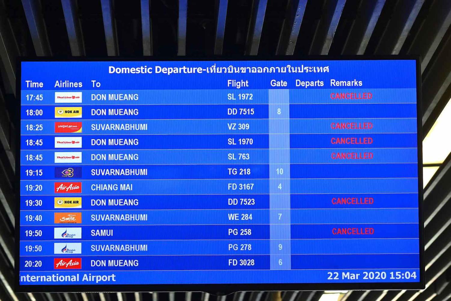 Flights in and out of popular tourist hotspots such as Phuket in Thailand are cancelled (Mladen Antonov/AFP/Getty Images)
