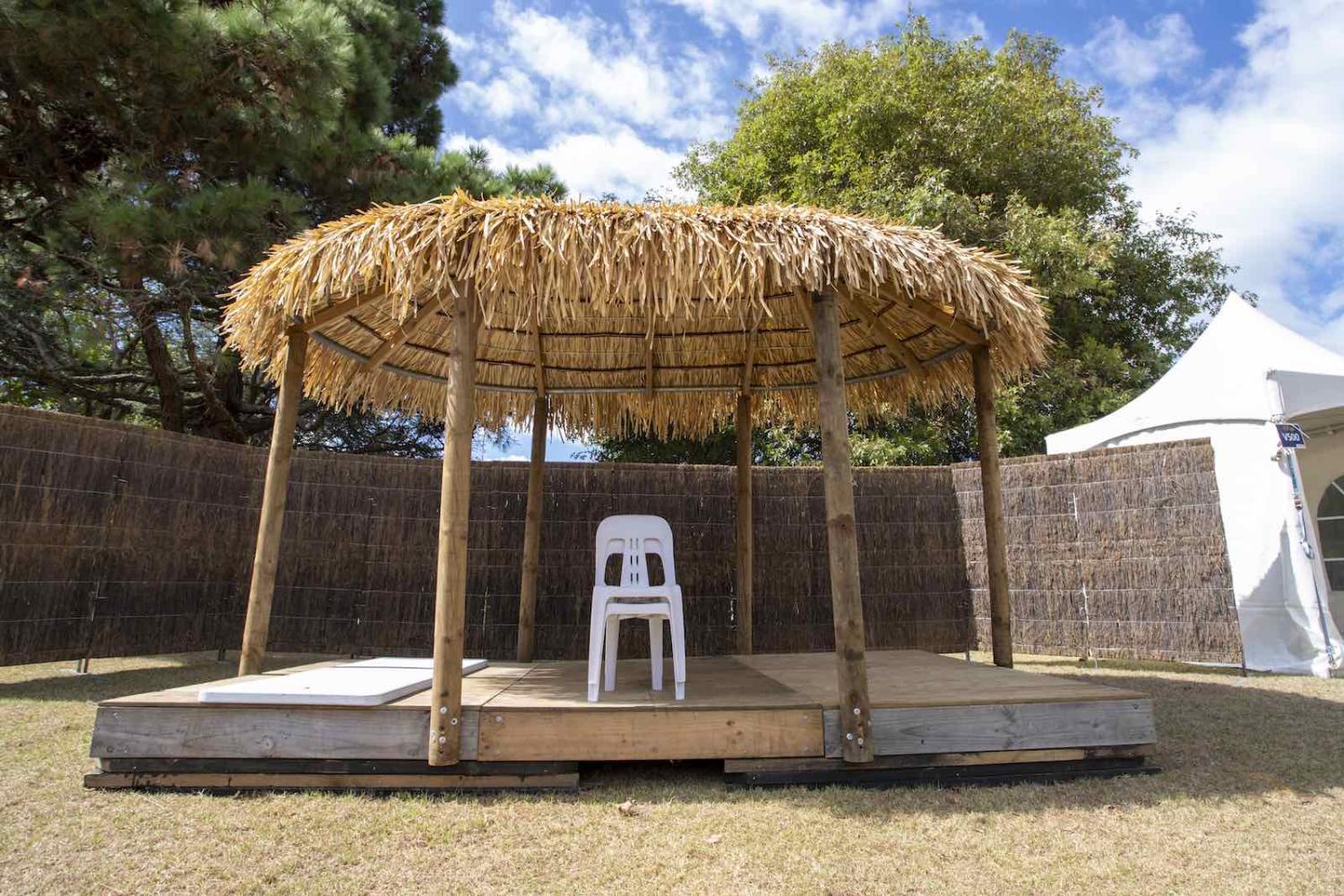 An abandoned stage at the annual Pasifika festival in Auckland last month which had been a showcase of regional culture only to be cancelled over Covid-19 fears (Dave Rowland/Getty Images)