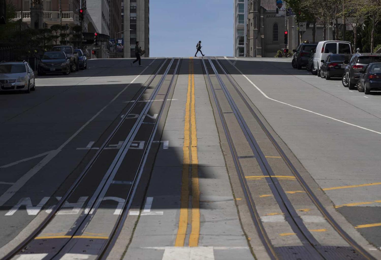 An empty street in San Francisco, 25 April (Liu Guanguan/China News Service via Getty Images)