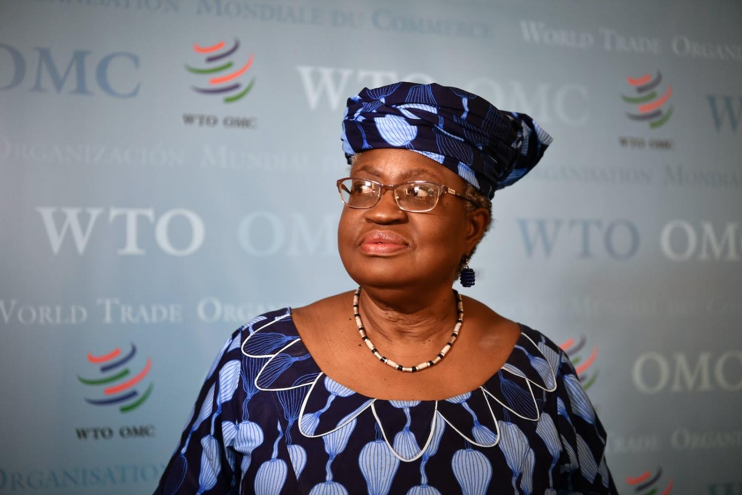 Nigerian former foreign and finance minister Ngozi Okonjo-Iweala at WTO headquarters in Geneva, 15 July 2020 (Fabrice Coffrini/AFP via Getty Images)